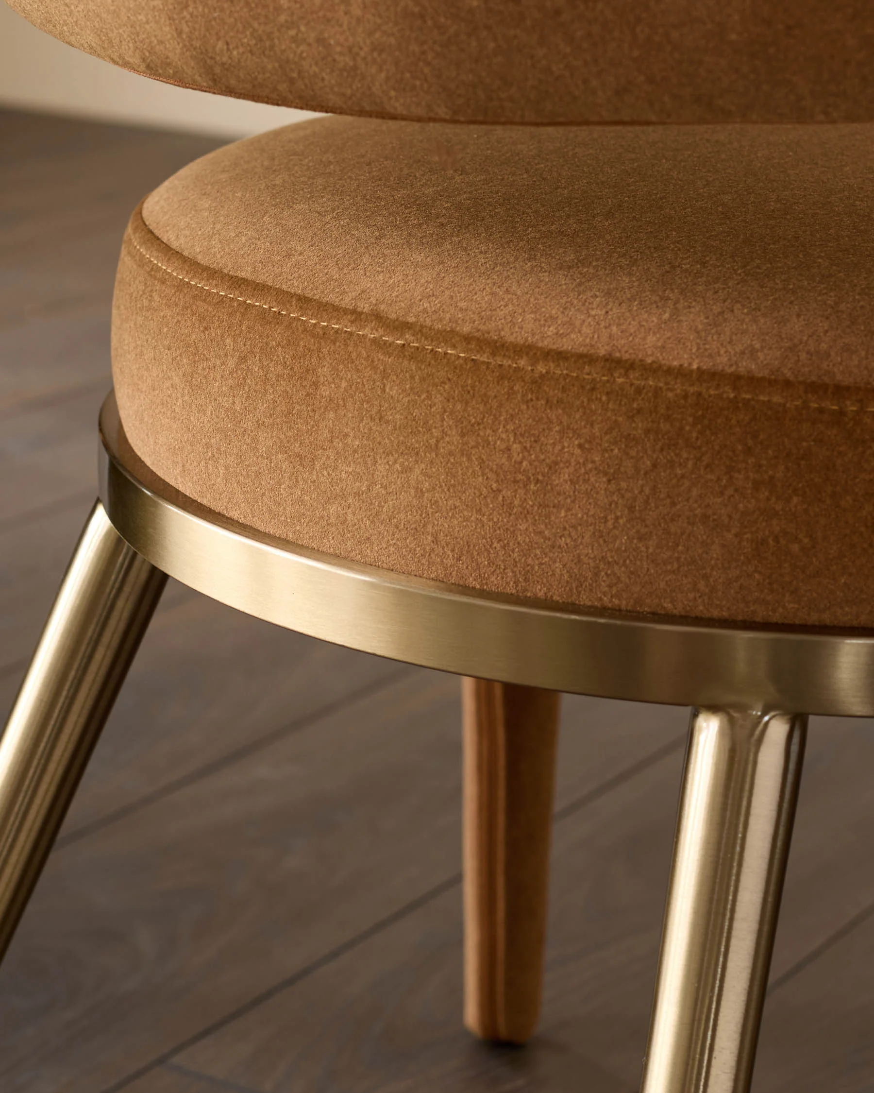 Rhett caramel plush fabric dining chair - Image 9