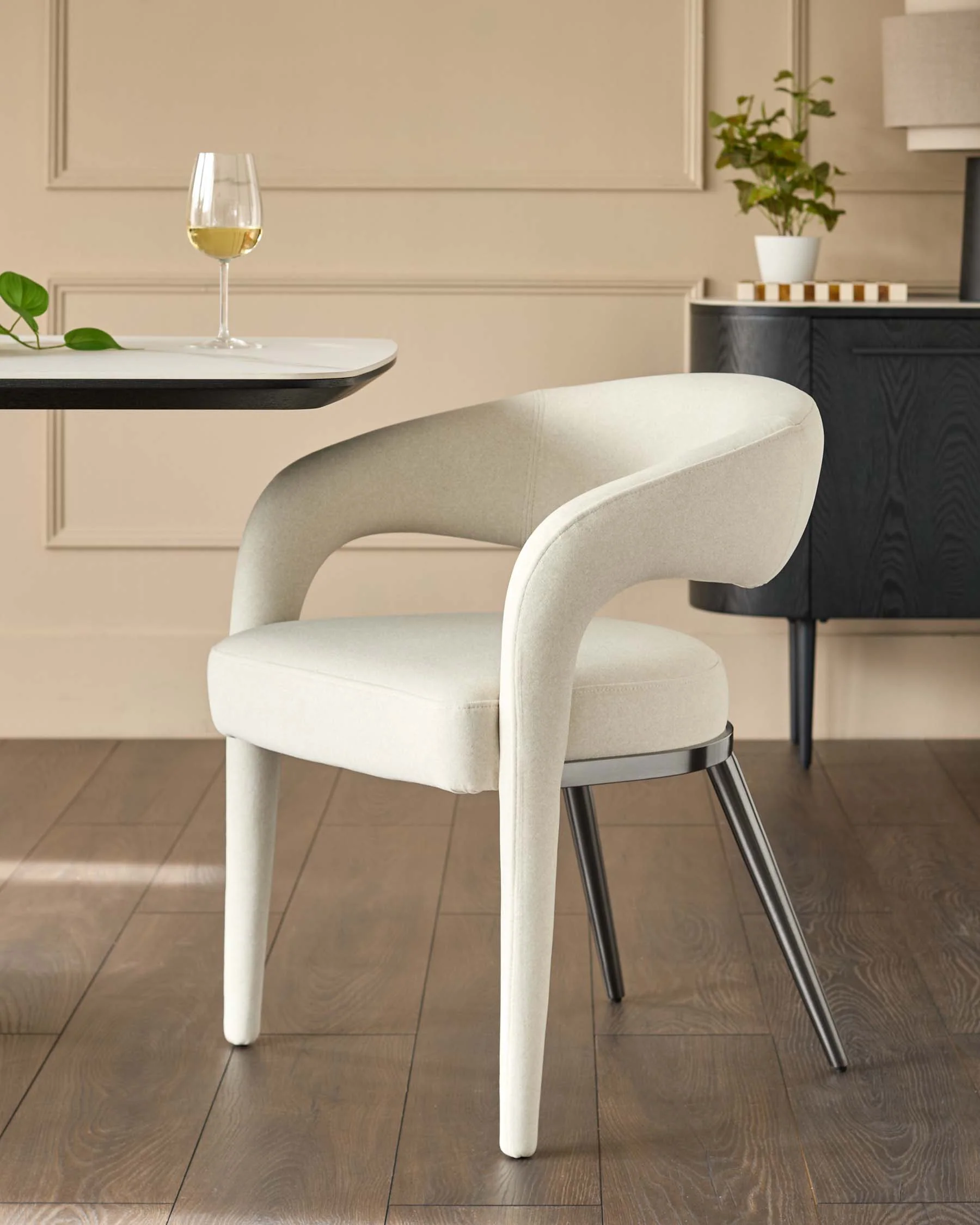 Rhett cream plush fabric dining chair
