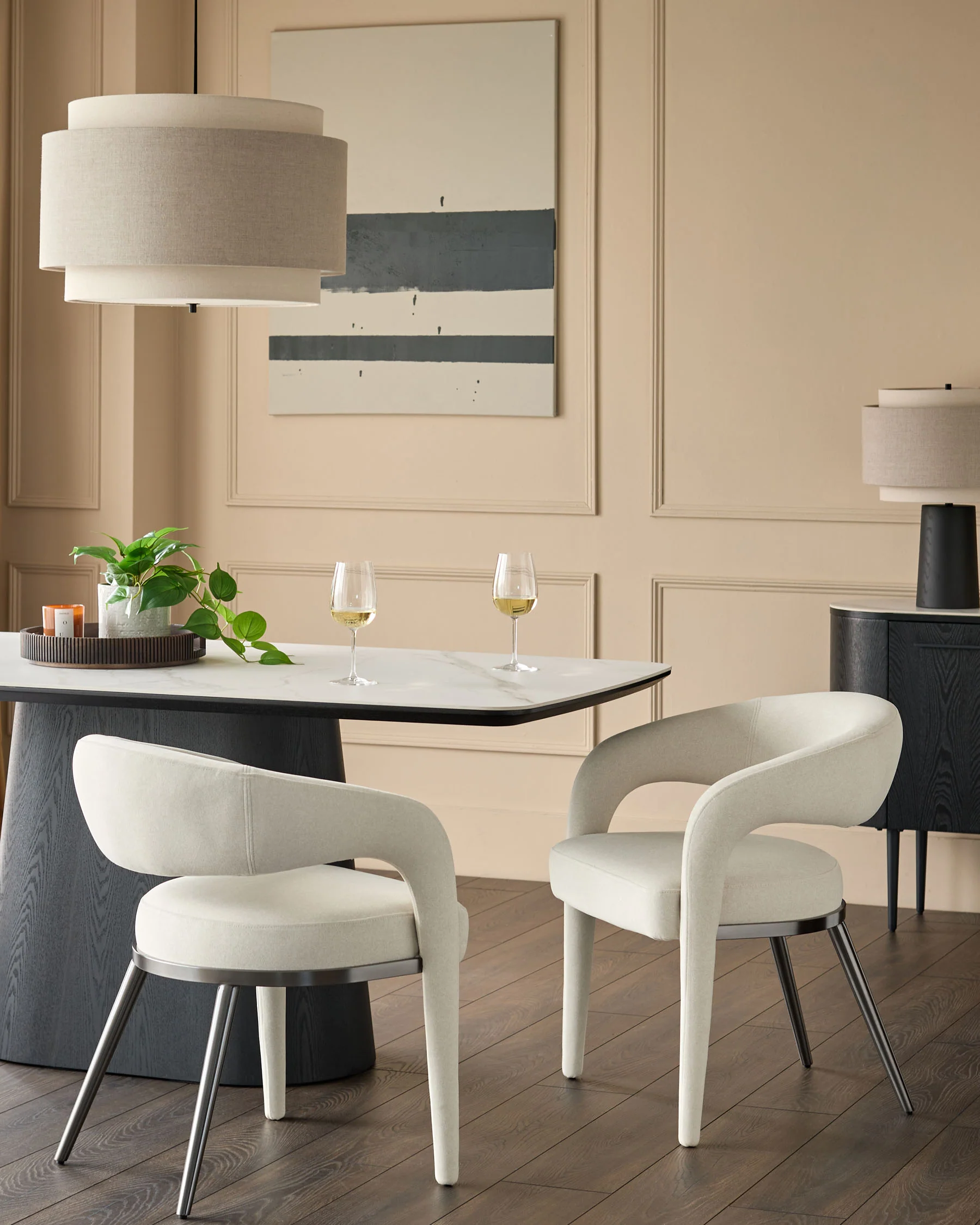 Rhett cream plush fabric dining chair - Image 4