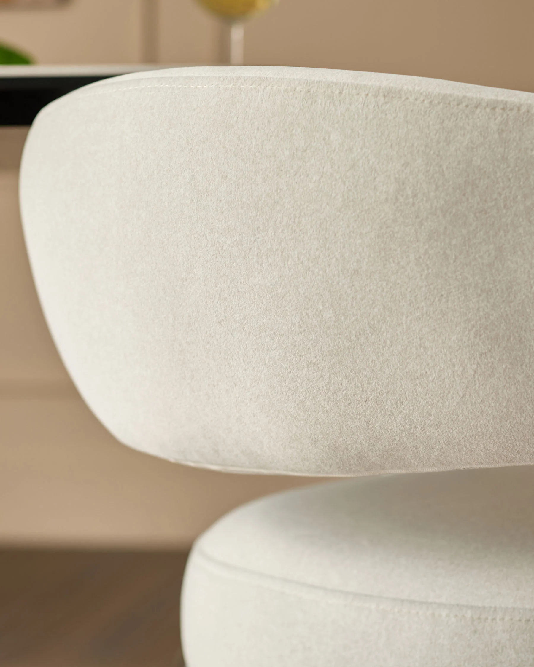 Rhett cream plush fabric dining chair - Image 8
