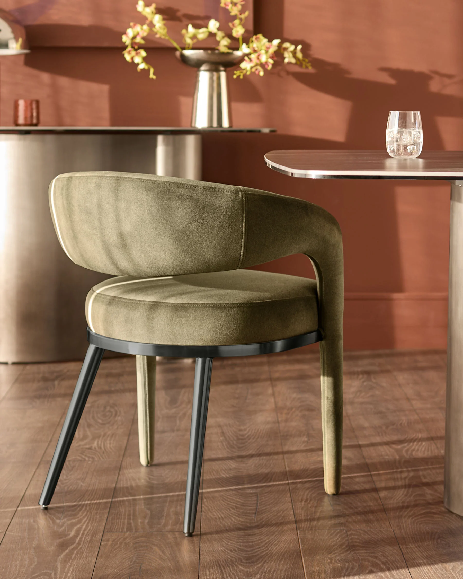 Rhett olive green fabric dining chair - Image 2