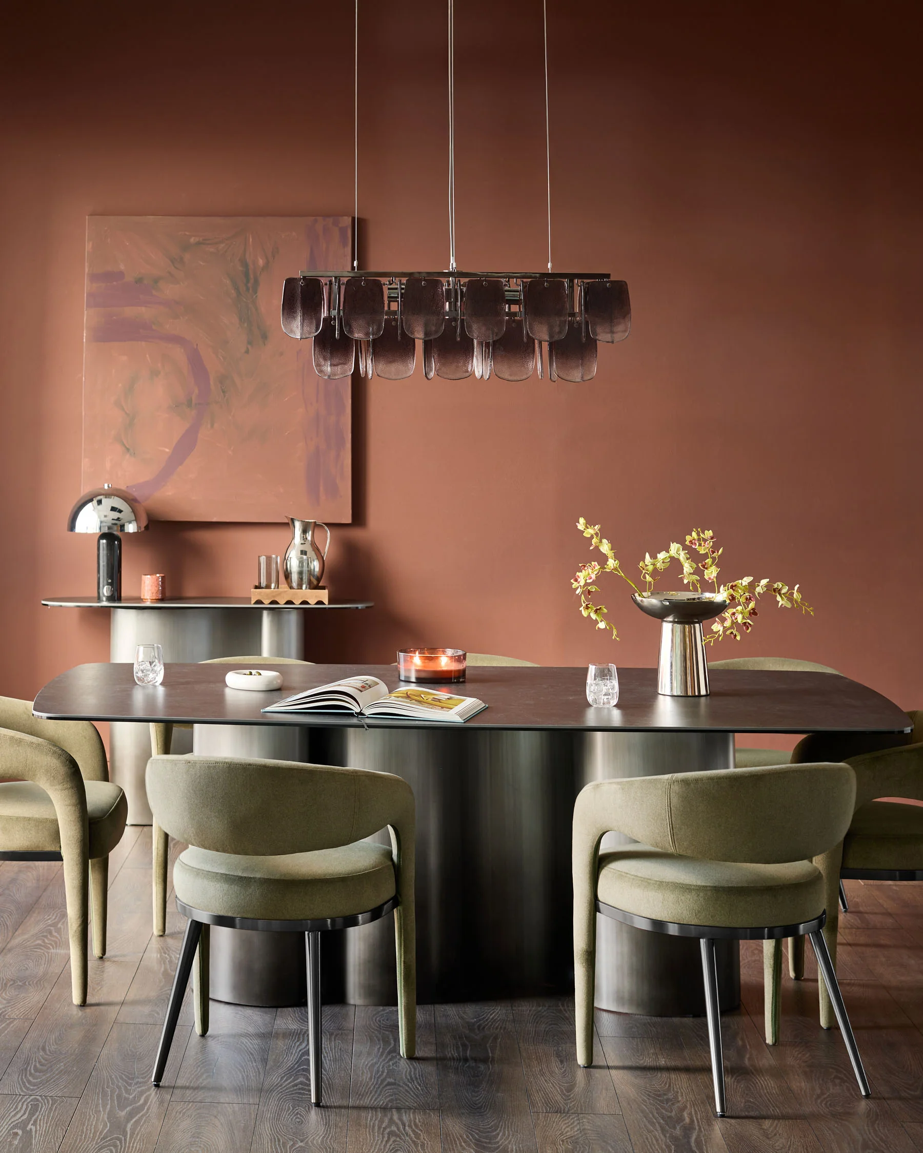 Rhett olive green fabric dining chair - Image 3