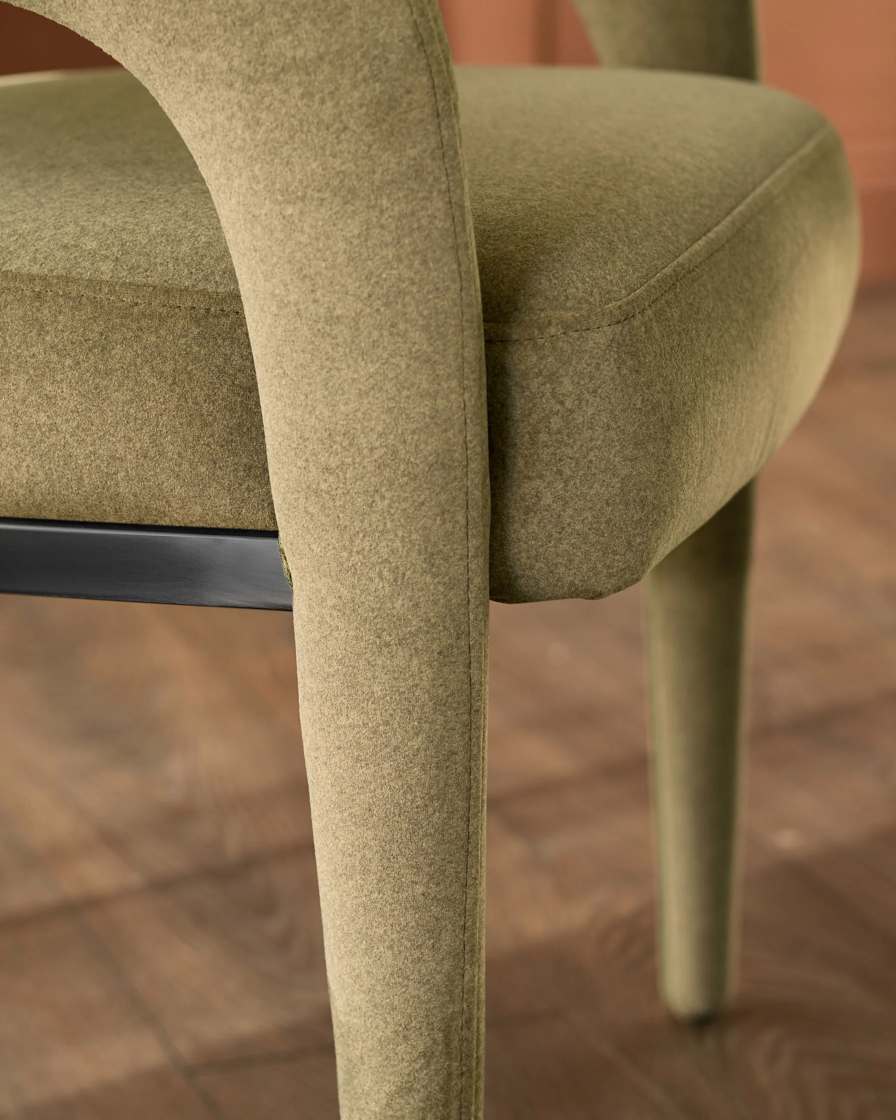 Rhett olive green fabric dining chair - Image 7
