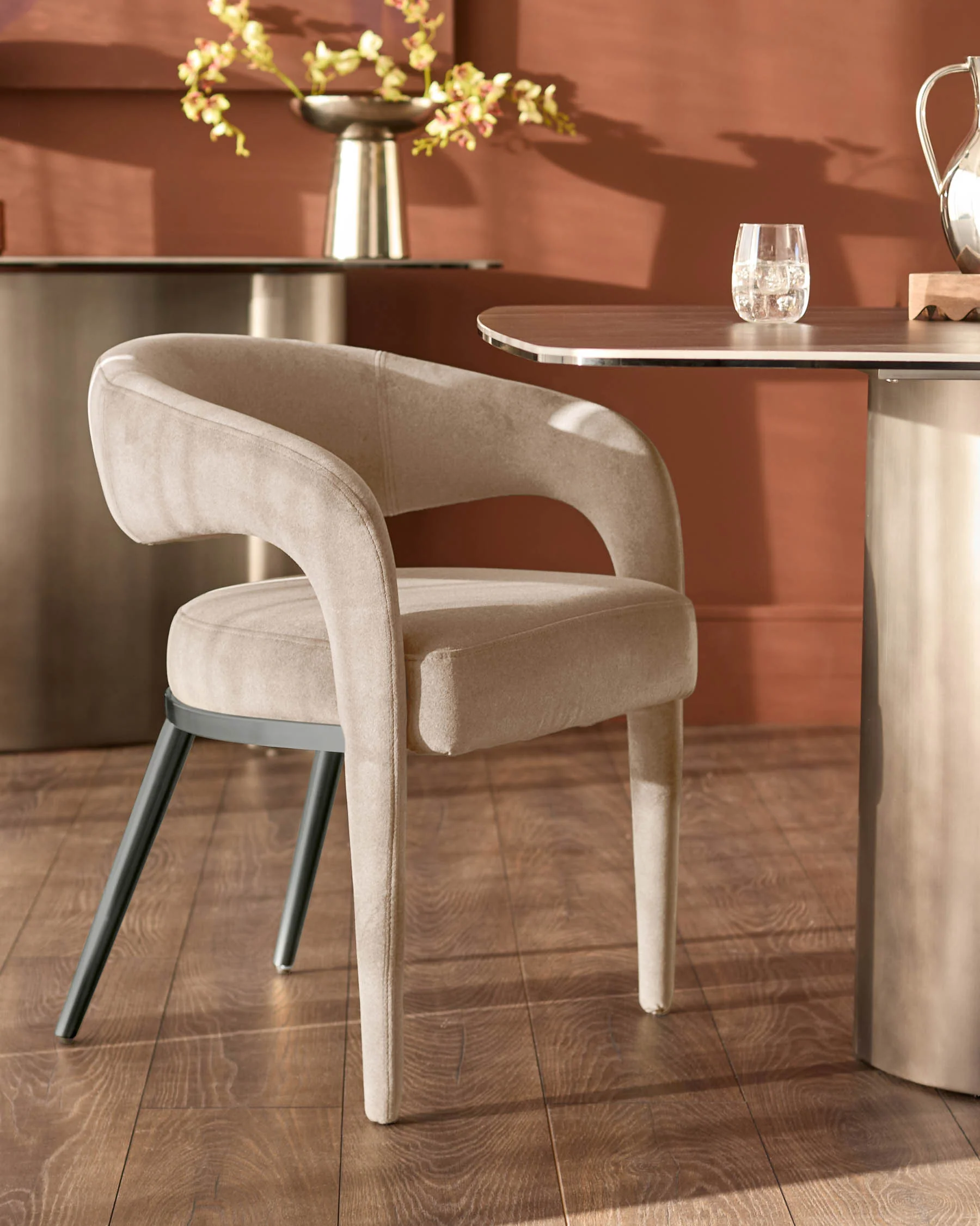 Rhett champagne velvet dining chair