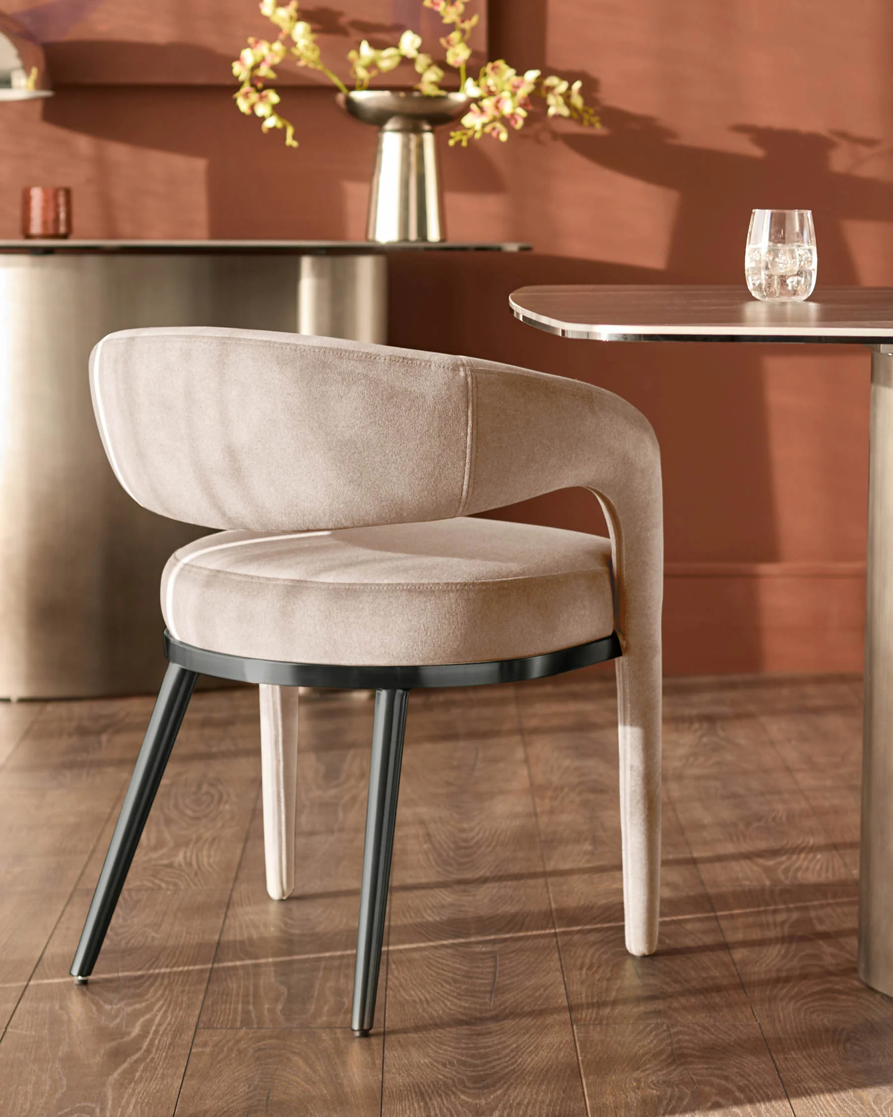 Rhett champagne velvet dining chair - Image 3