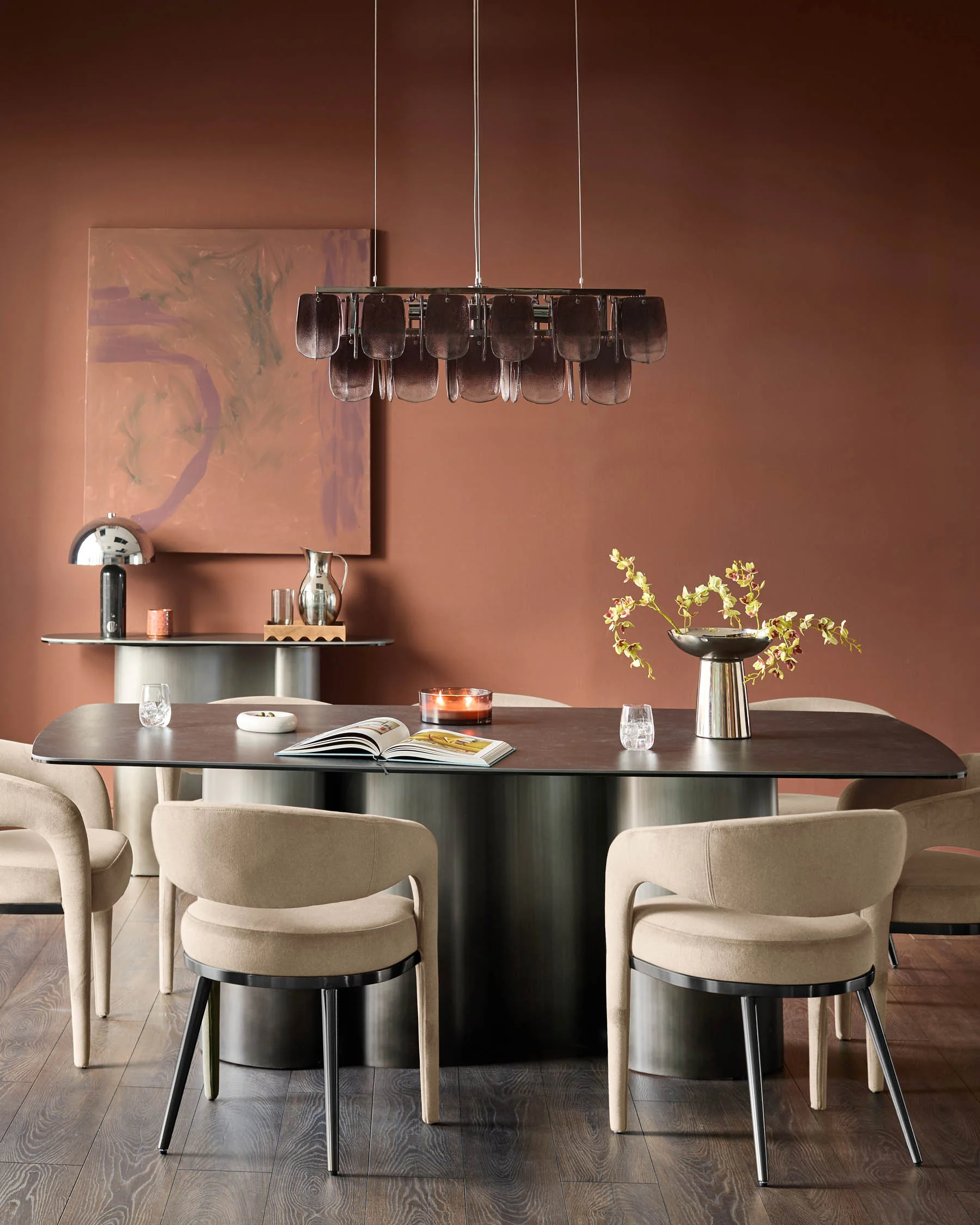 Rhett champagne velvet dining chair - Image 4