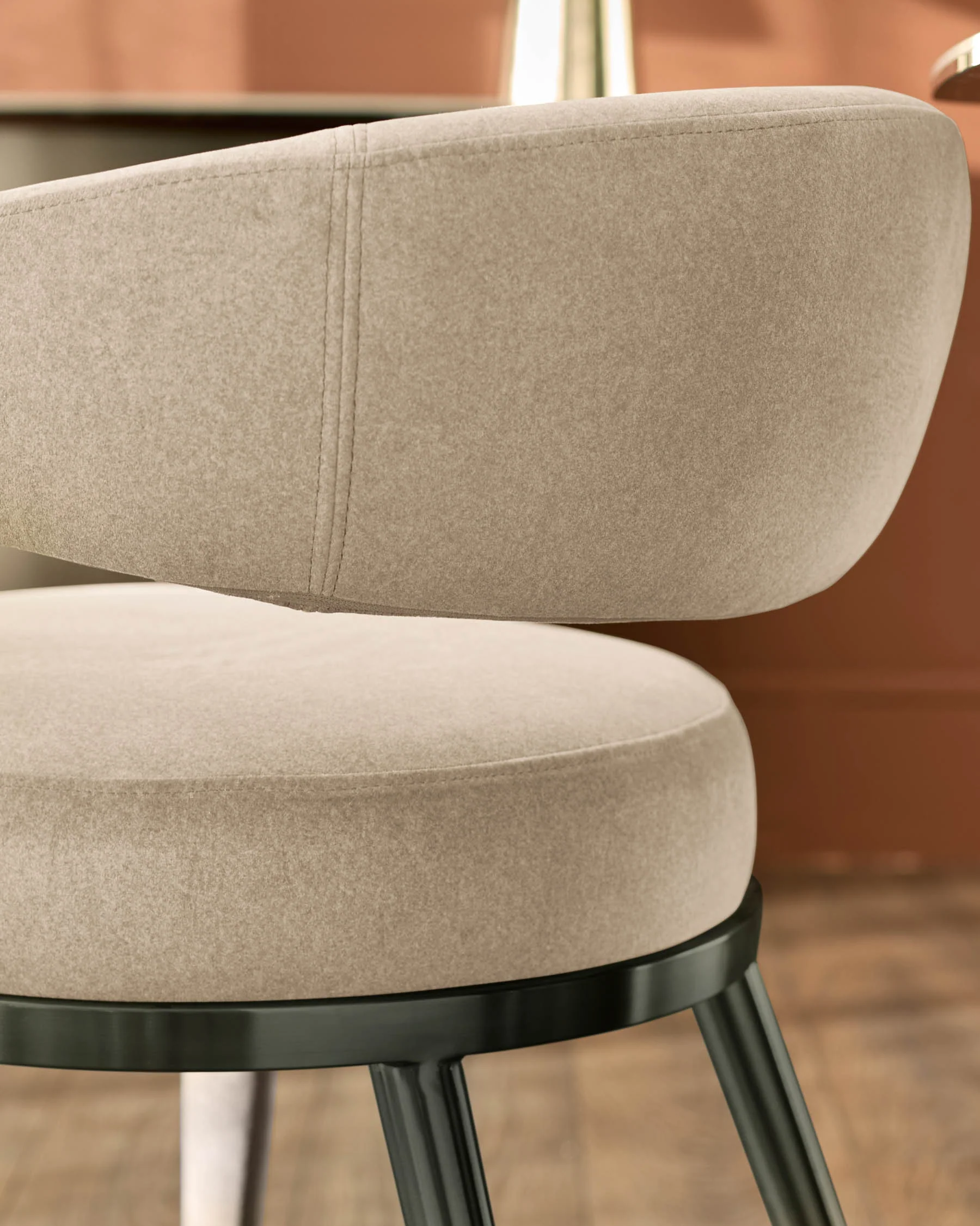 Rhett champagne velvet dining chair - Image 7