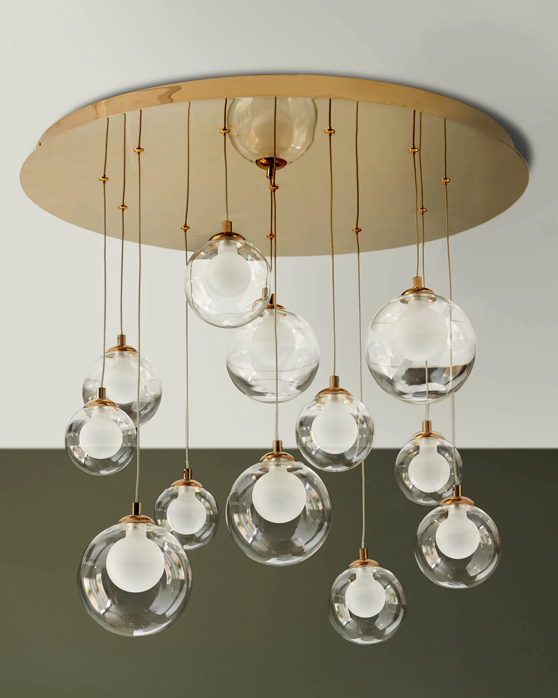 Riley clear glass 12 LED light adjustable drop pendant
