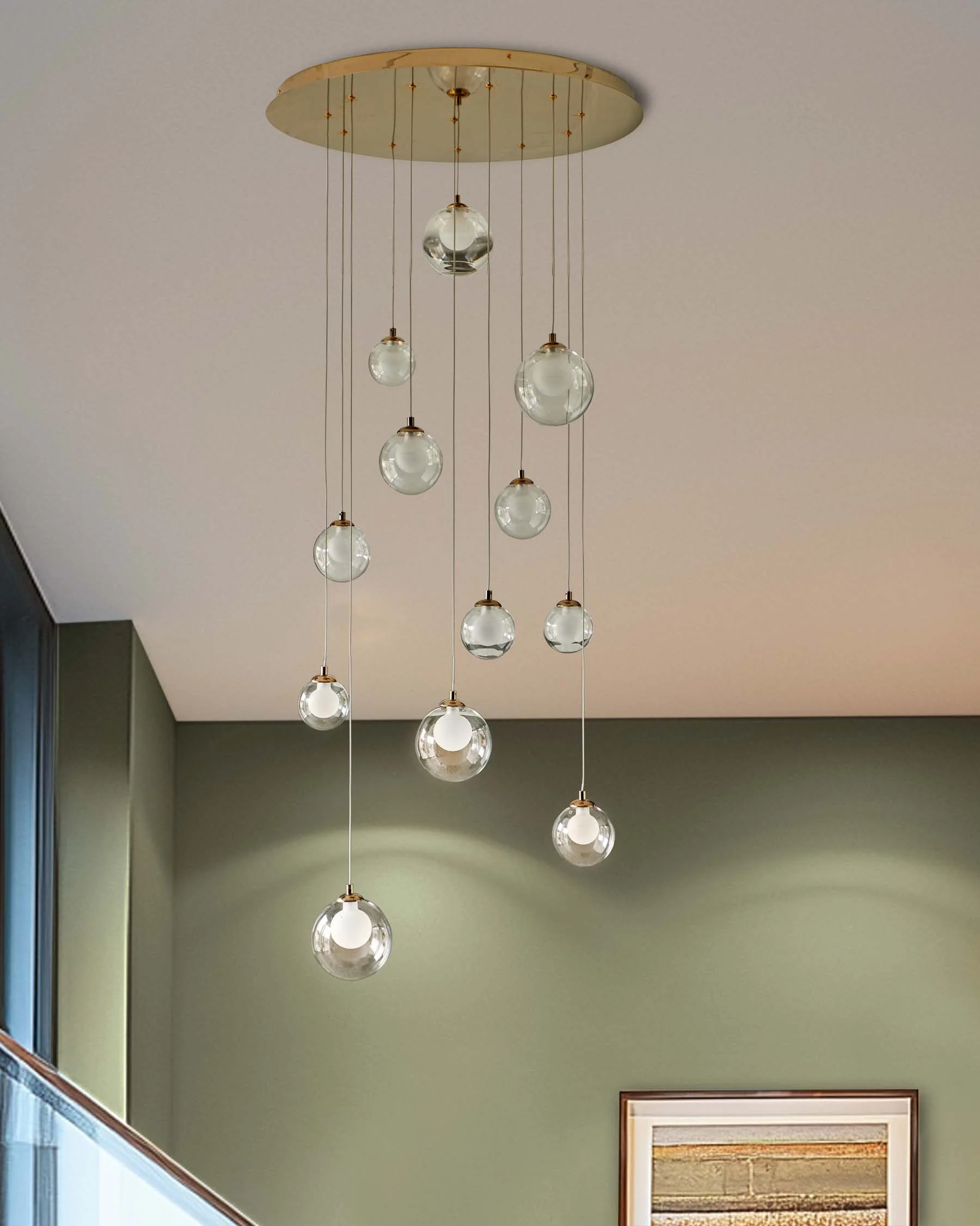 Riley clear glass 12 LED light adjustable drop pendant - Image 7