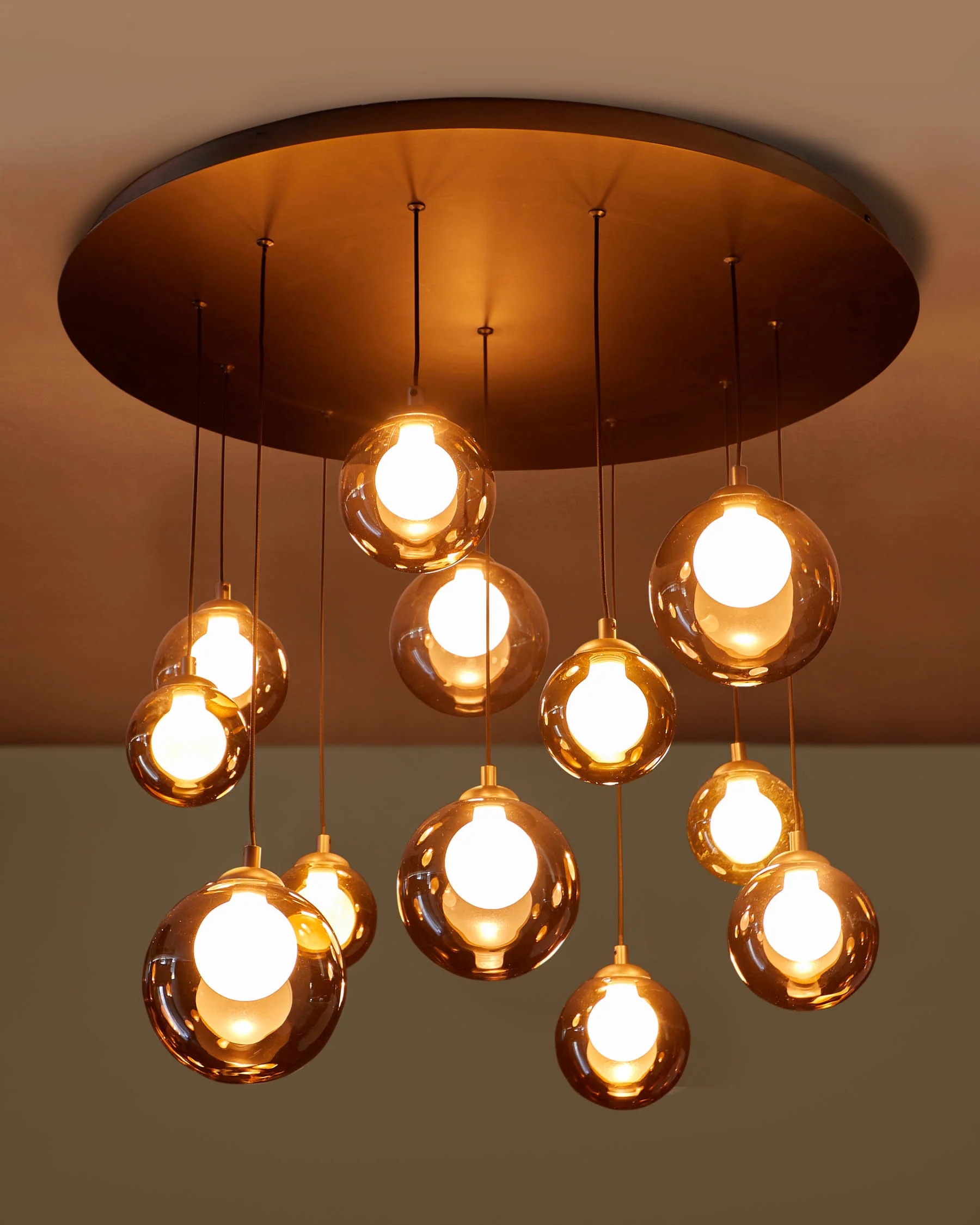 Riley mocha glass 12 LED light adjustable drop pendant - Image 2