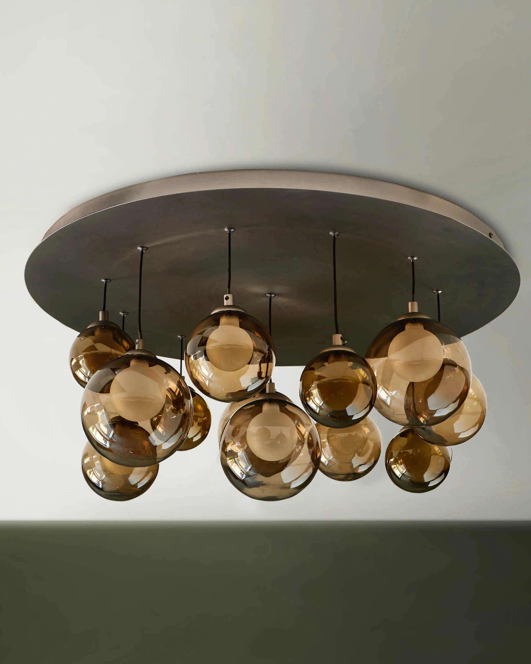 Riley mocha glass 12 LED light adjustable drop pendant - Image 4