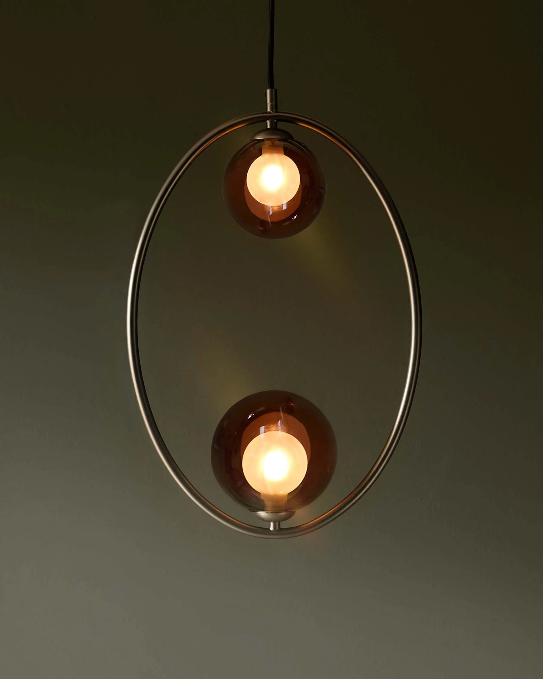 Riley mocha glass 2 light adjustable pendant - Image 2