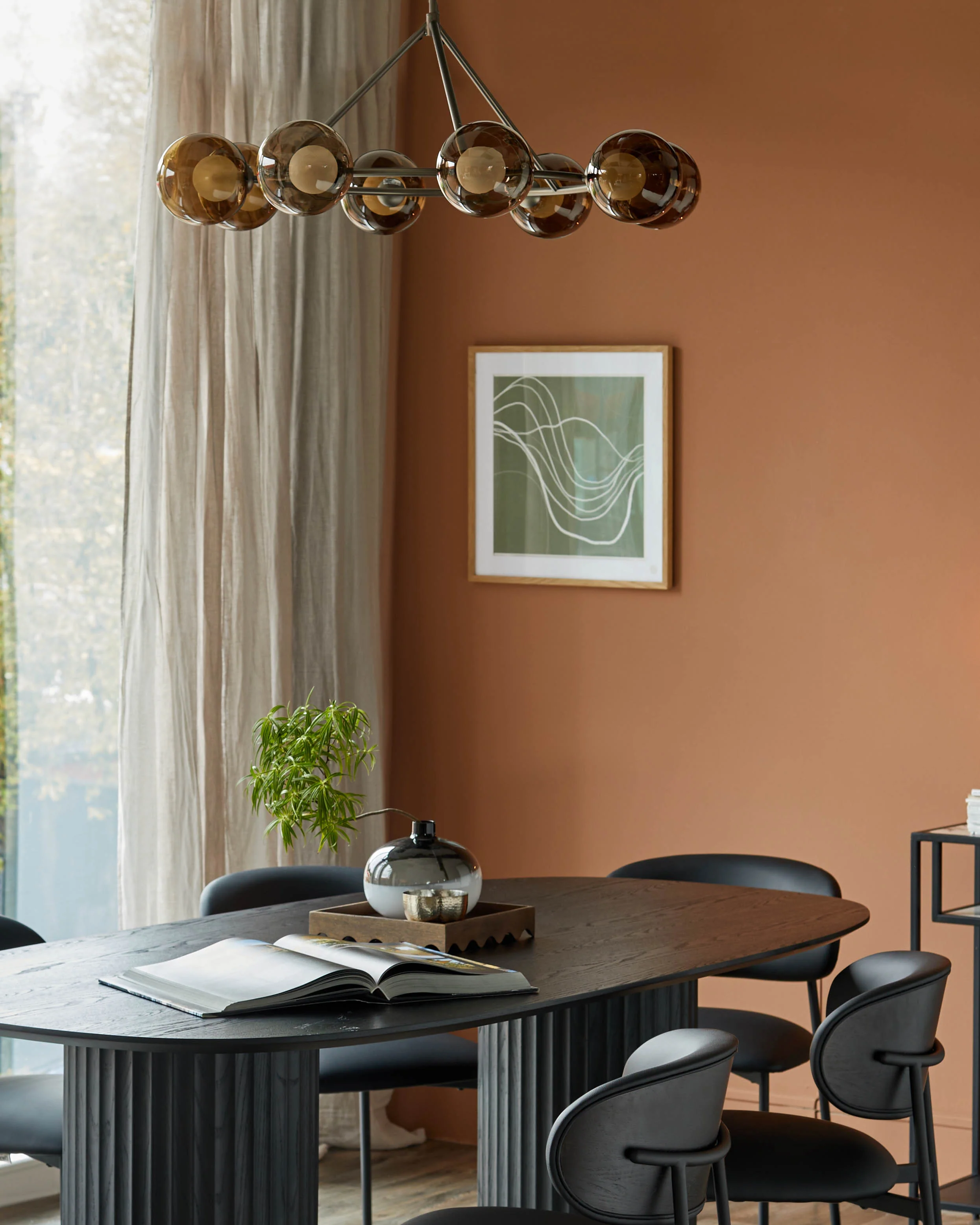Riley mocha glass 8 light adjustable pendant - Image 6