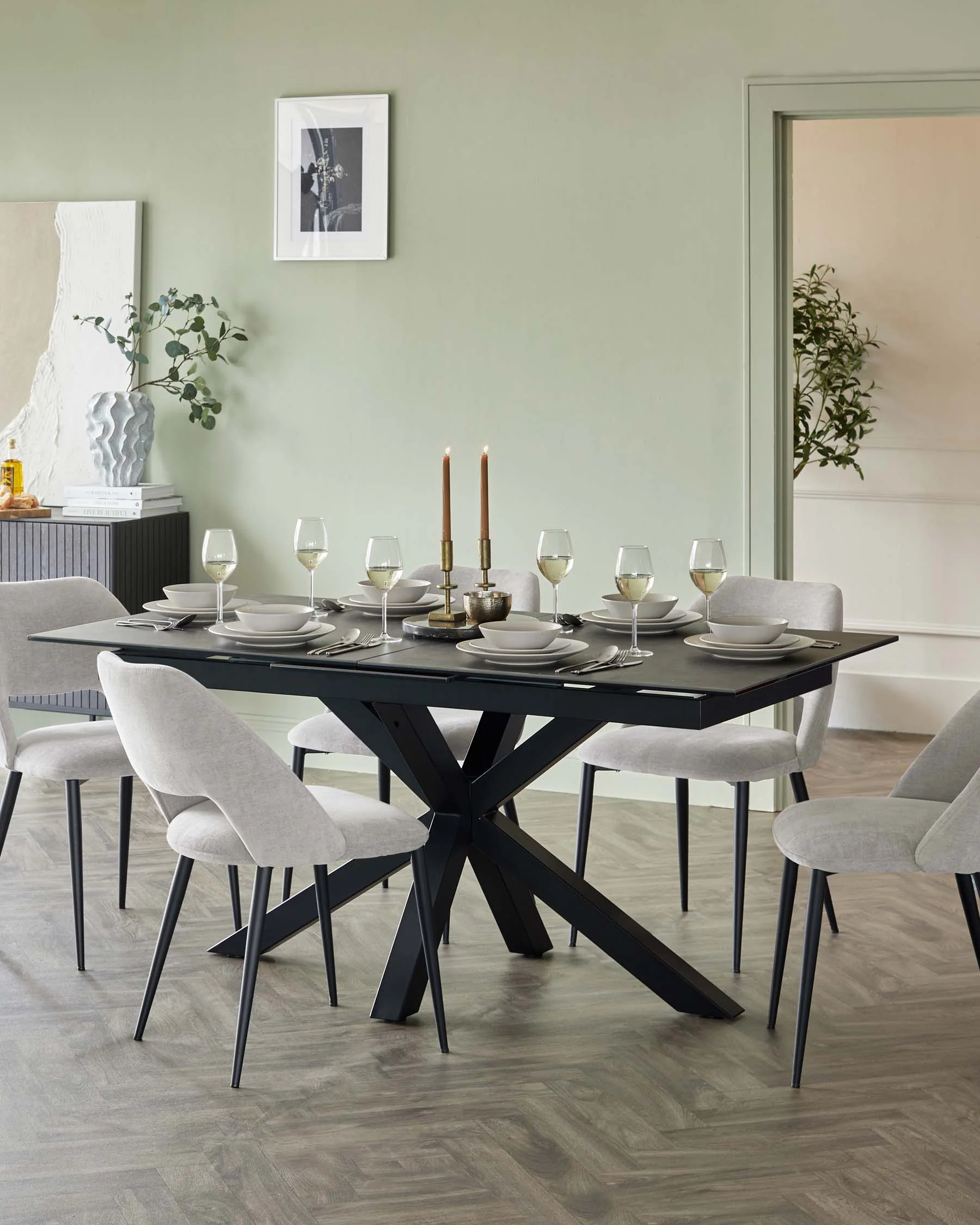 Riley Dark Grey Ceramic Extending 8 to 10 Seater Dining Table - Image 4