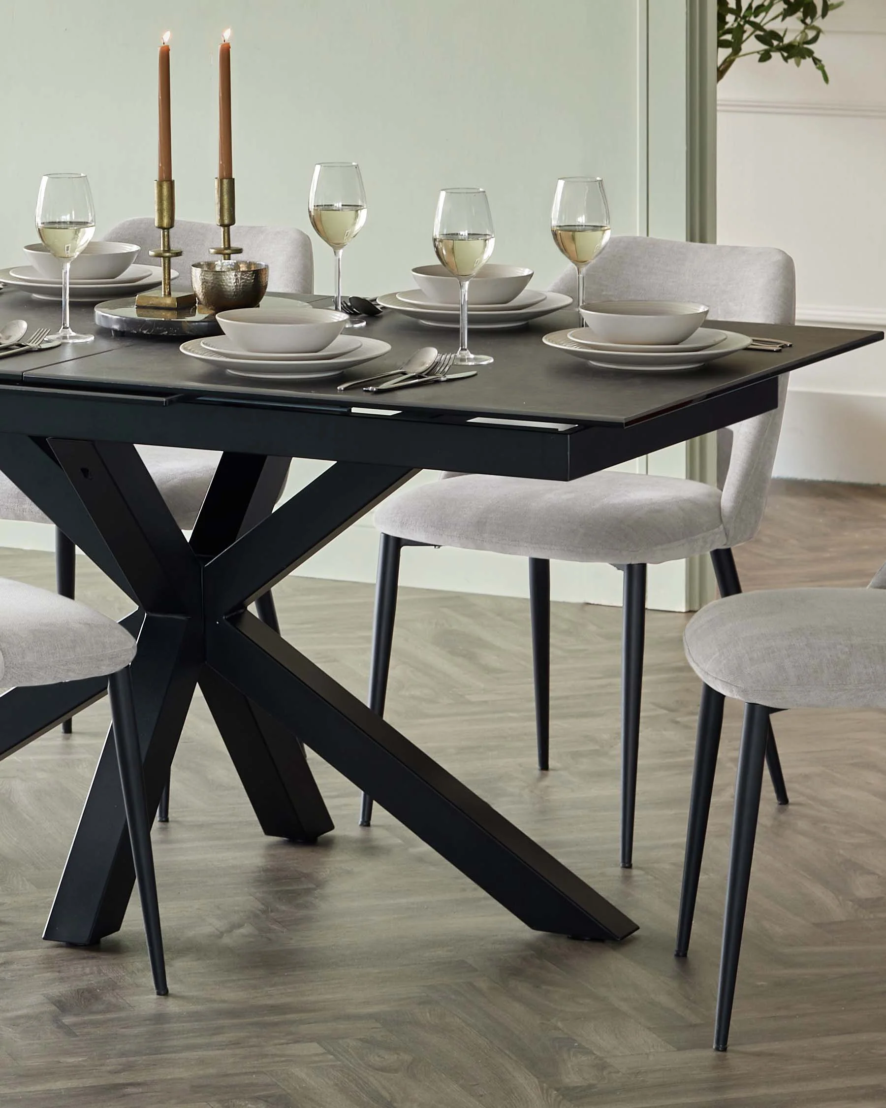 Riley Dark Grey Ceramic Extending 8 to 10 Seater Dining Table - Image 7