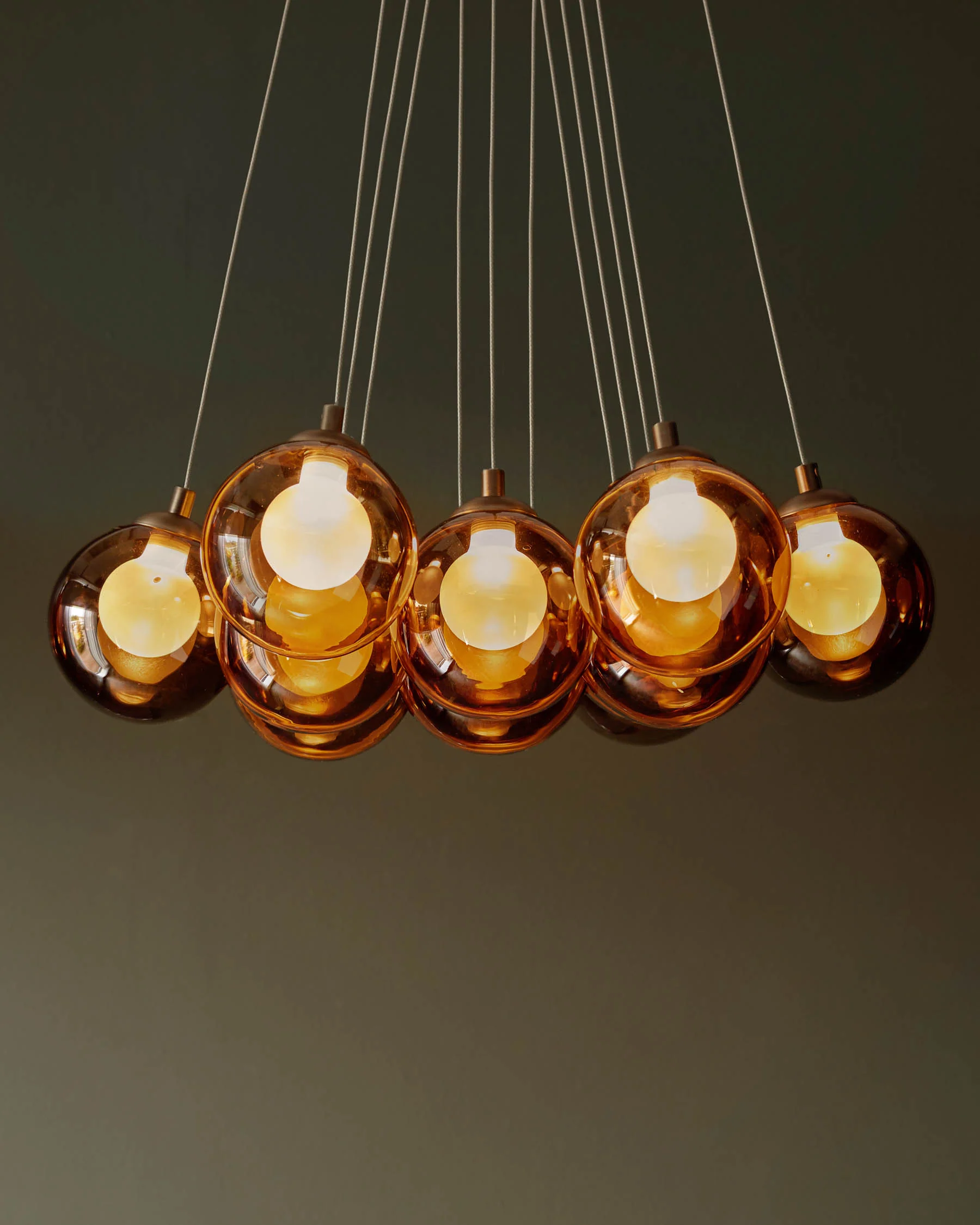 Riley mocha glass LED light cluster bubble pendant - Image 2