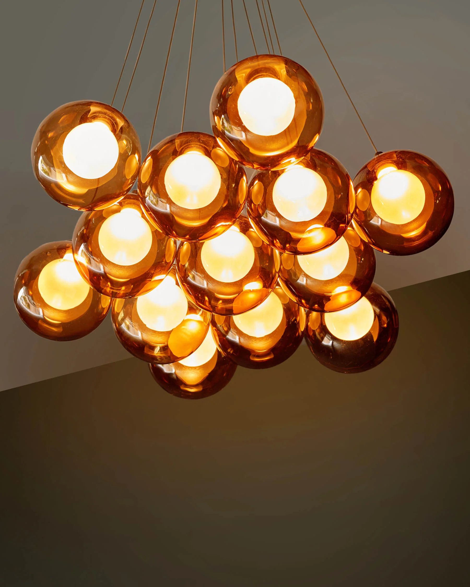 Riley mocha glass LED light cluster bubble pendant - Image 4