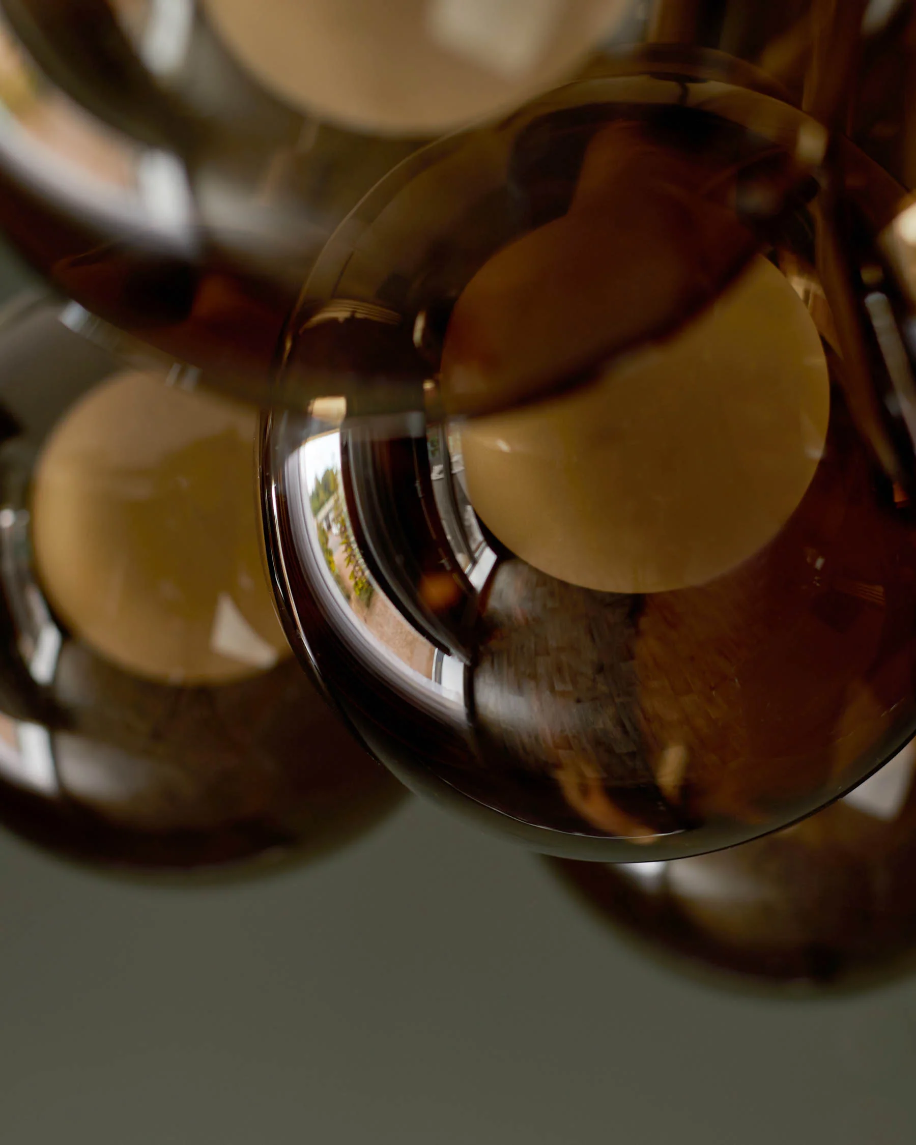 Riley mocha glass LED light cluster bubble pendant - Image 5