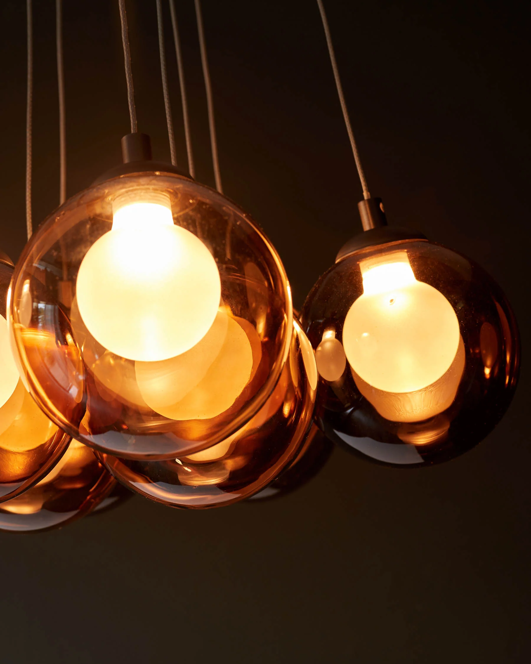 Riley mocha glass LED light cluster bubble pendant - Image 6
