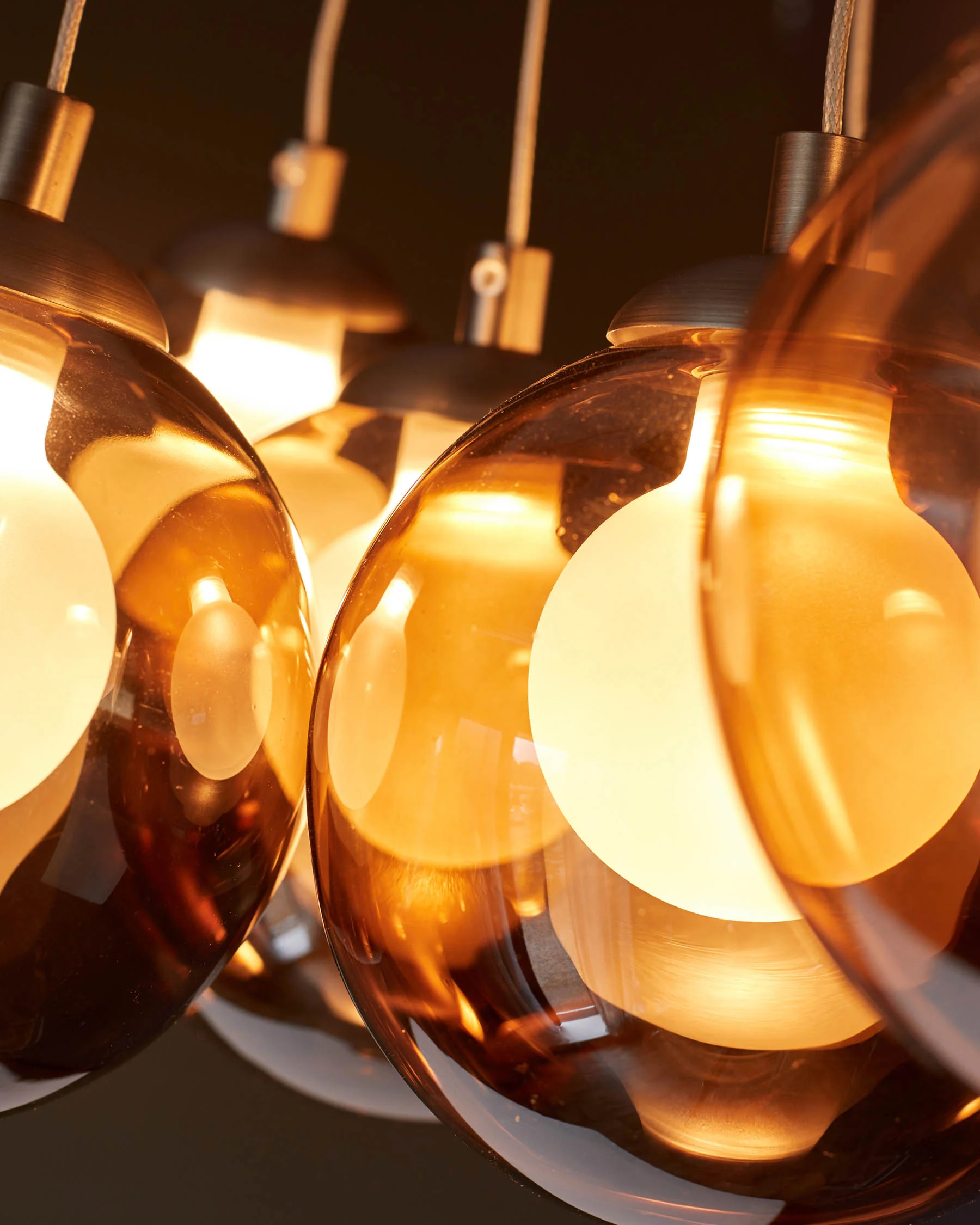 Riley mocha glass LED light cluster bubble pendant - Image 8