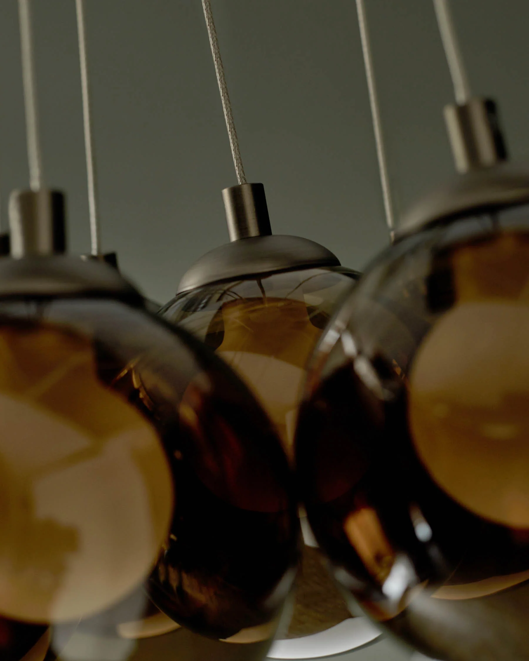 Riley mocha glass LED light cluster bubble pendant - Image 9