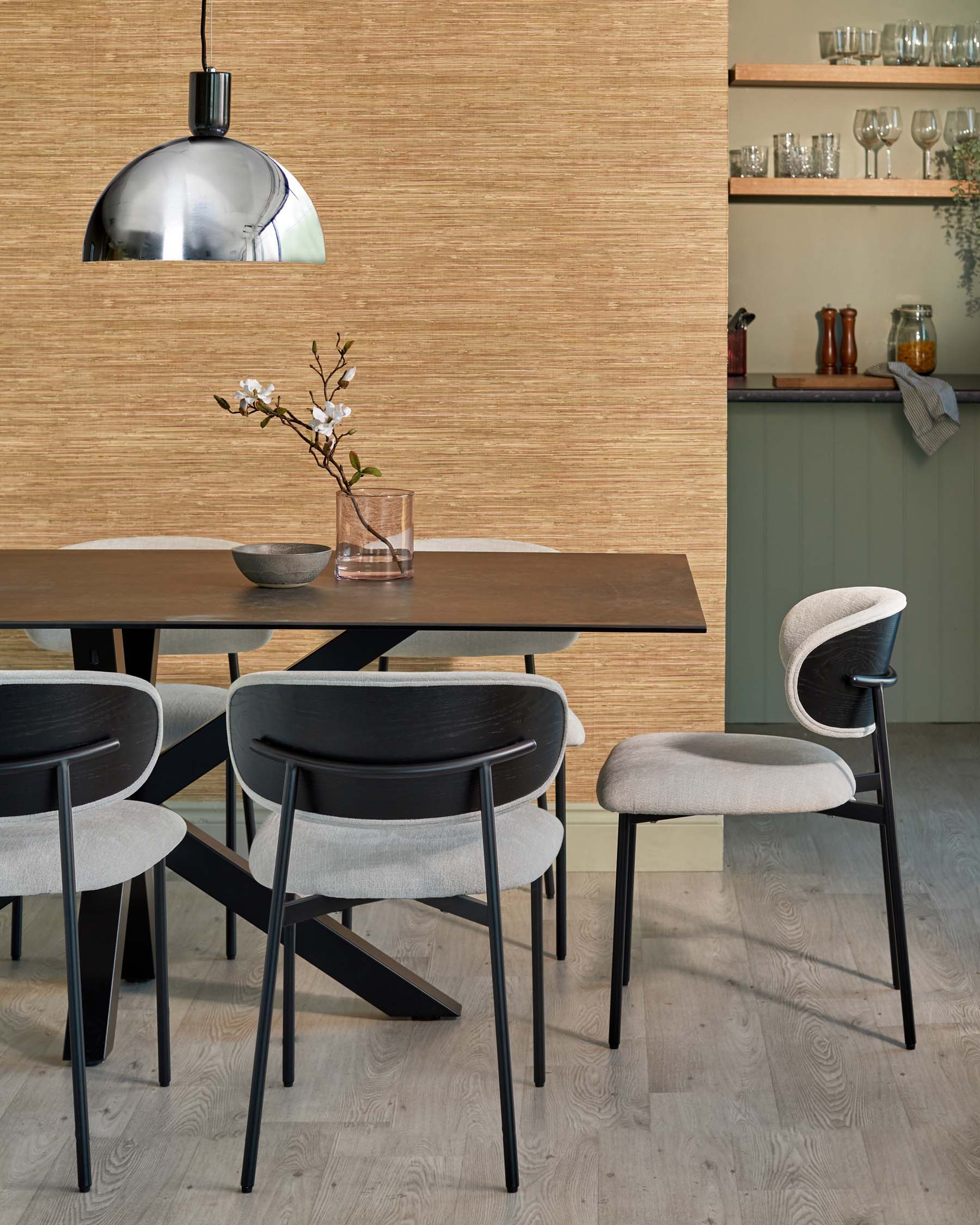 Riley 8 seater table and 8 Cree cream  dining chairs set - Image 4