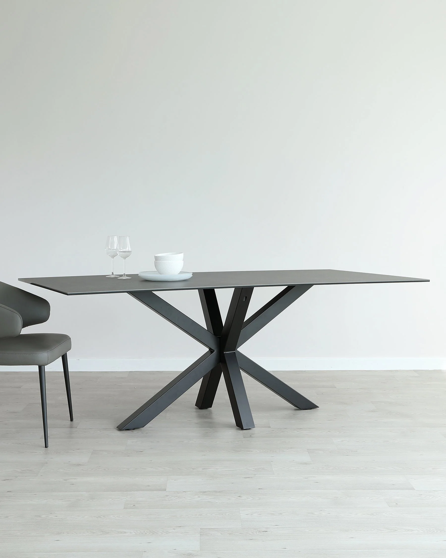 Riley 8 seater table and 8 Landon dark grey dining chairs set - Image 3