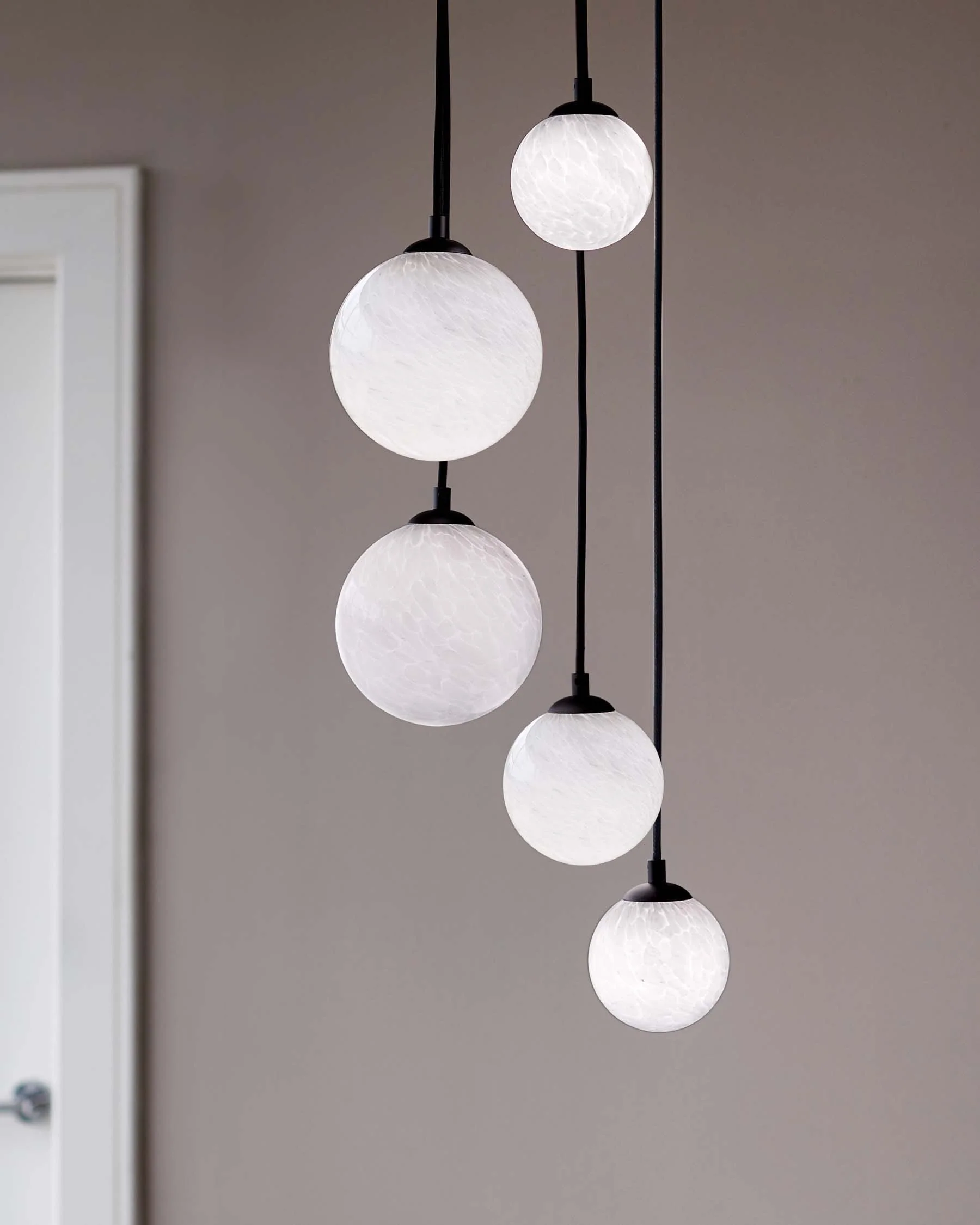 Riley Marble Look Glass Pendant Light 5 Cluster Drop - Image 2