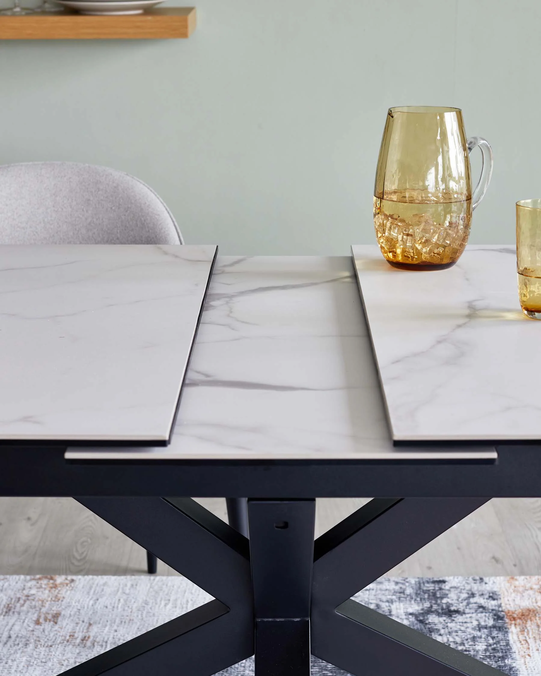 Riley white ceramic 8-10 seater table and 8 Lani dining chairs set - Image 4
