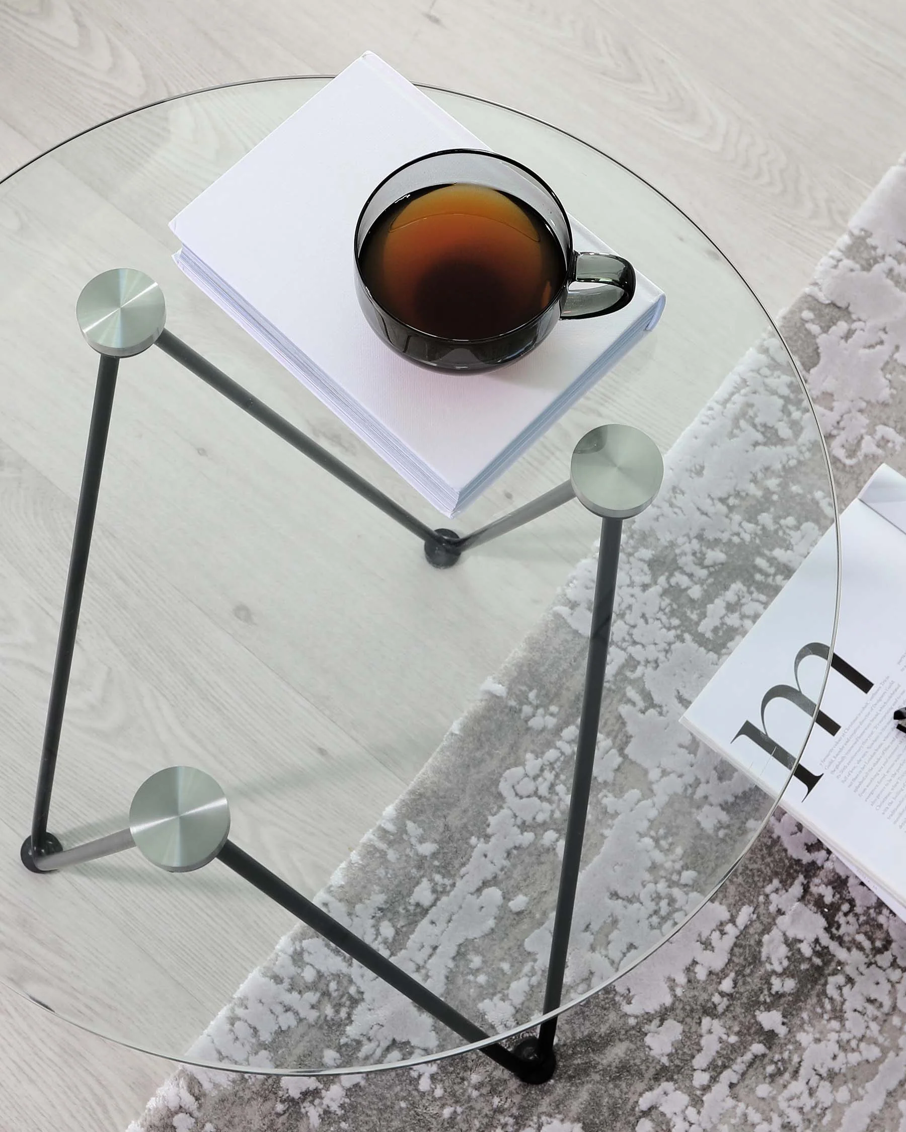 Ripple Glass Side Table With Black Legs - Image 5