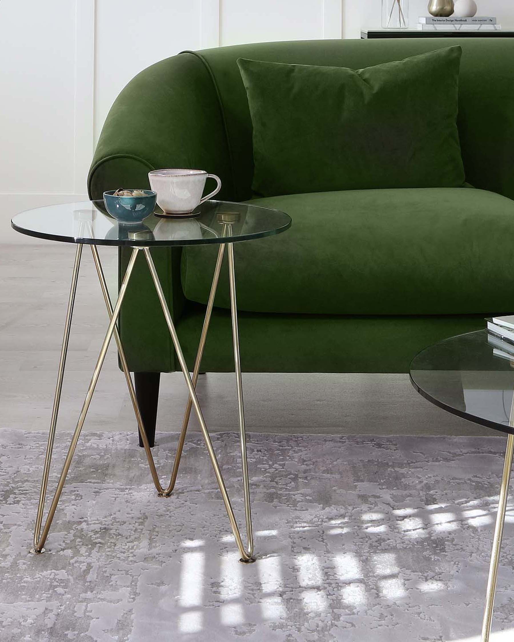 Ripple Glass Side Table With Brass Legs - Image 2