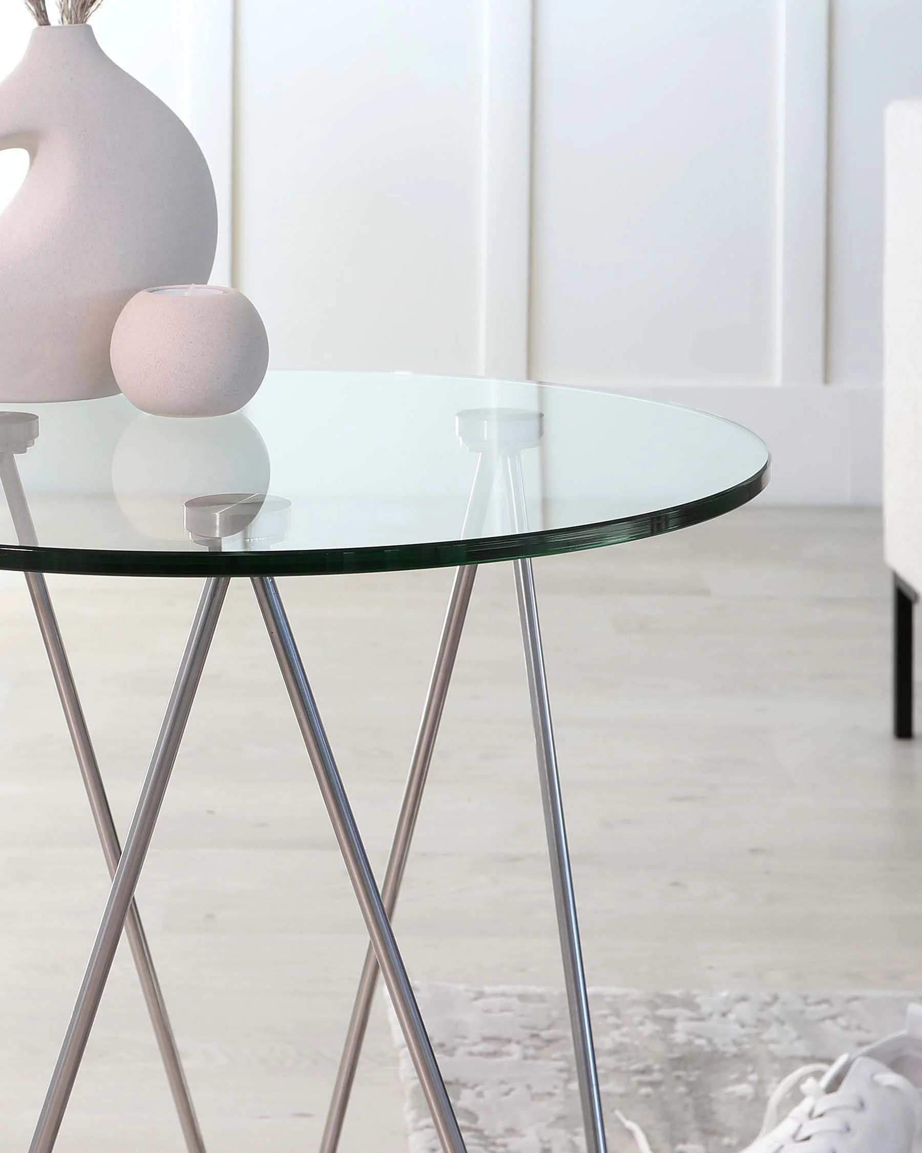 Ripple Glass Side Table With Stainless Steel Legs - Image 5