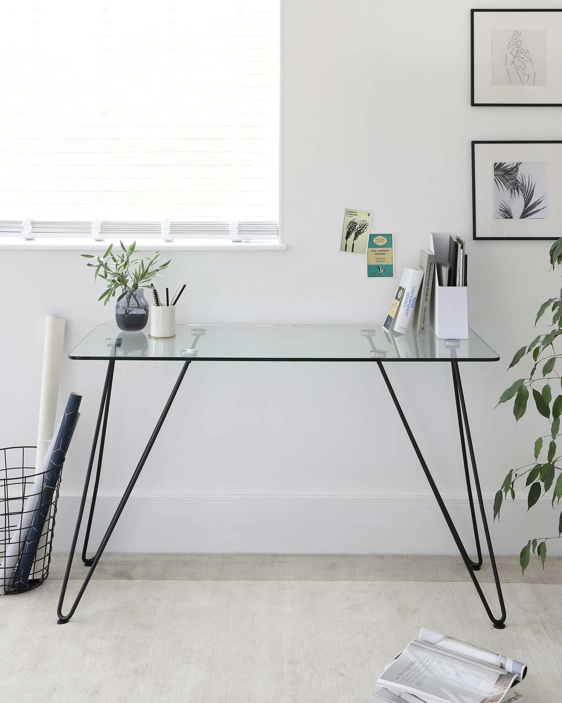 Ripple Glass And Matt Black Desk - Image 3