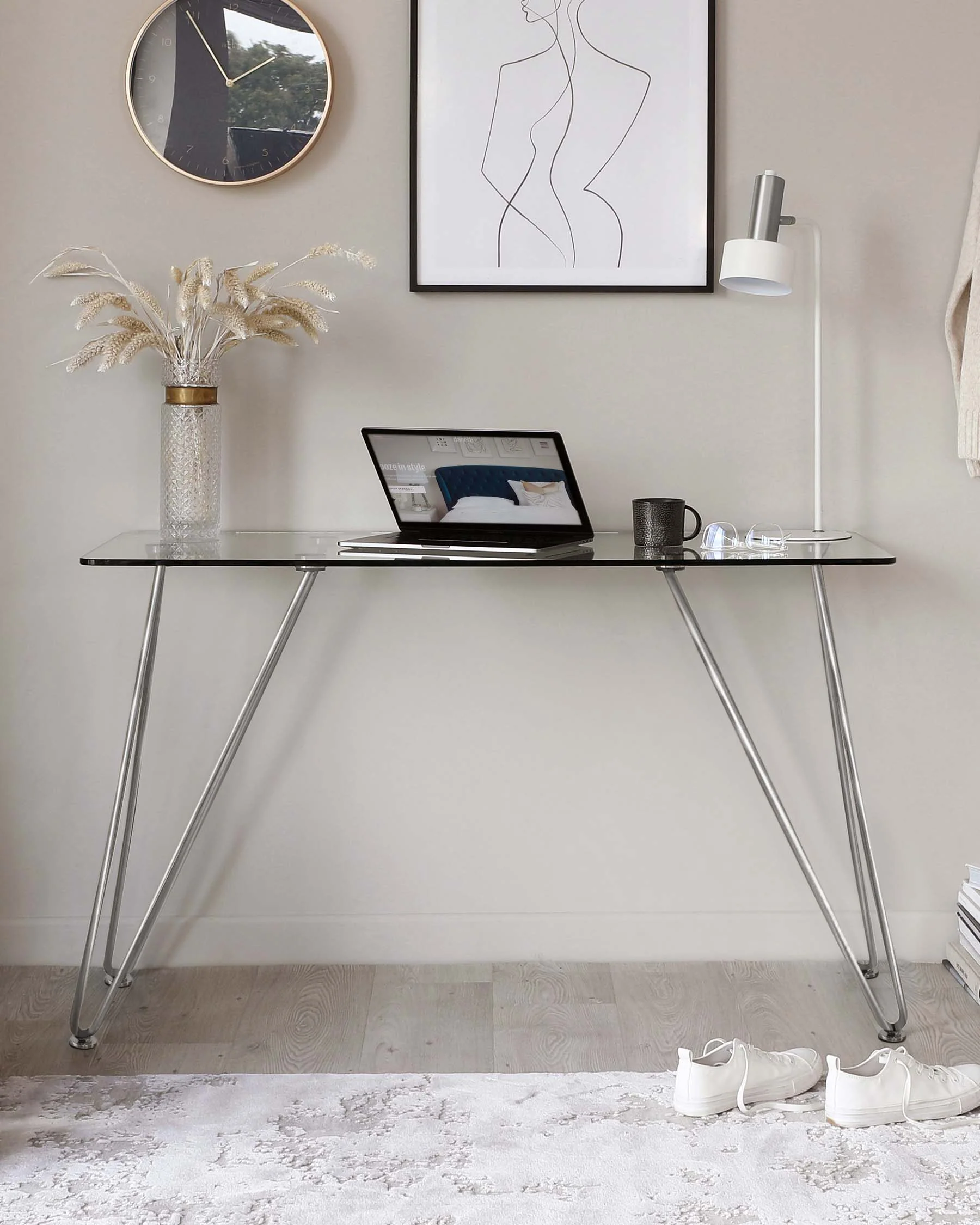 Ripple Glass And Polished Stainless Steel Desk - Image 2