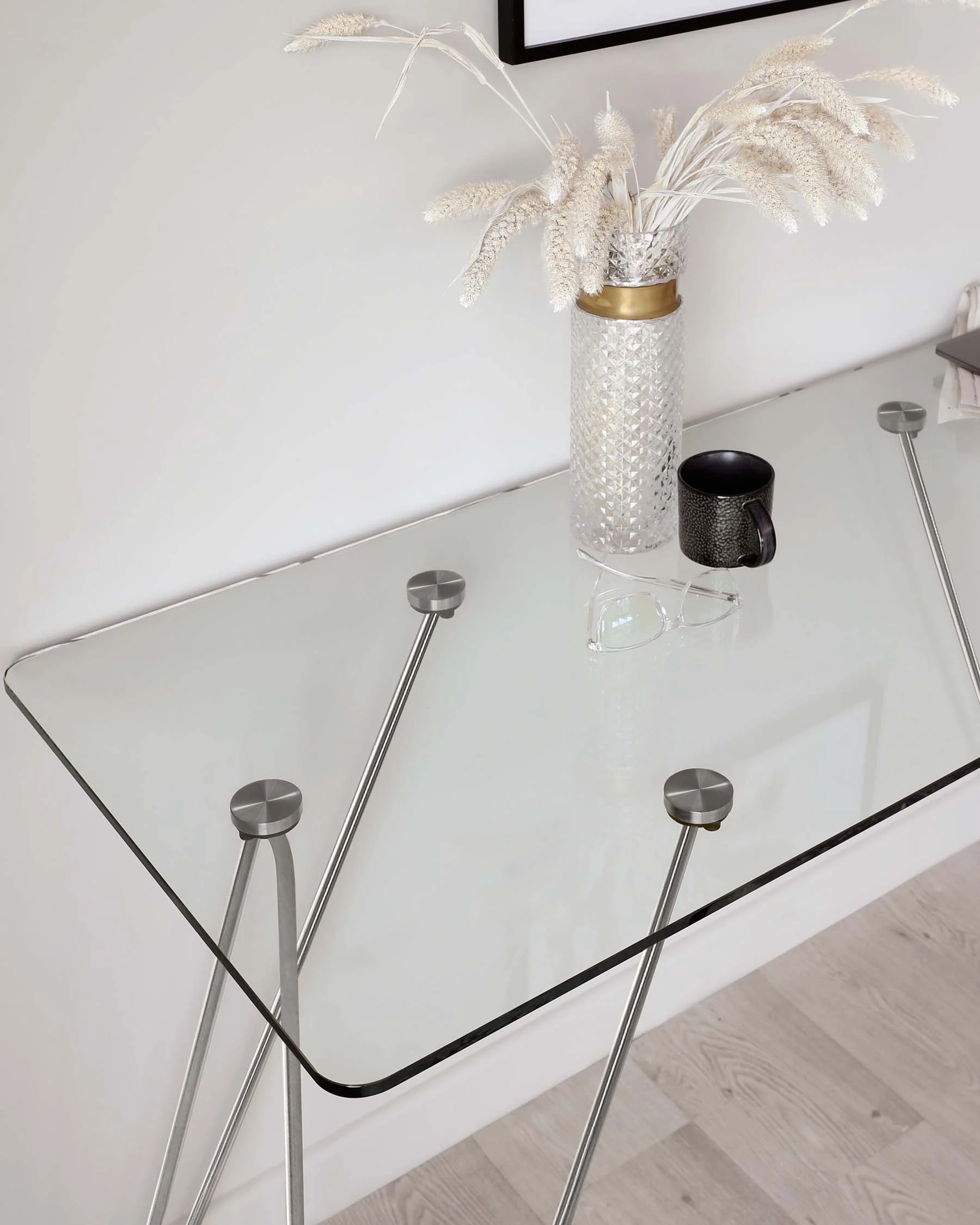 Ripple Glass And Polished Stainless Steel Desk - Image 4