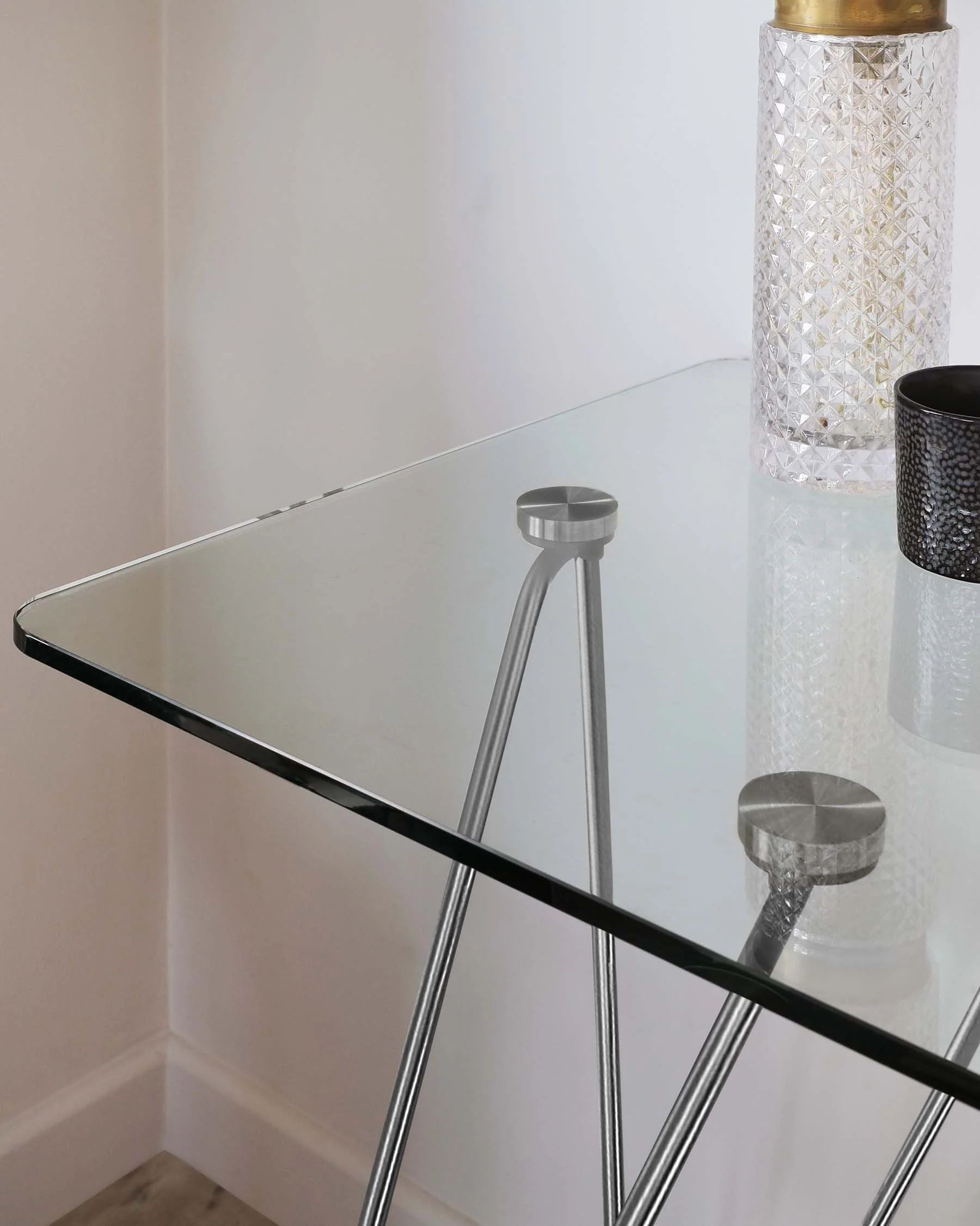 Ripple Glass And Polished Stainless Steel Desk - Image 7