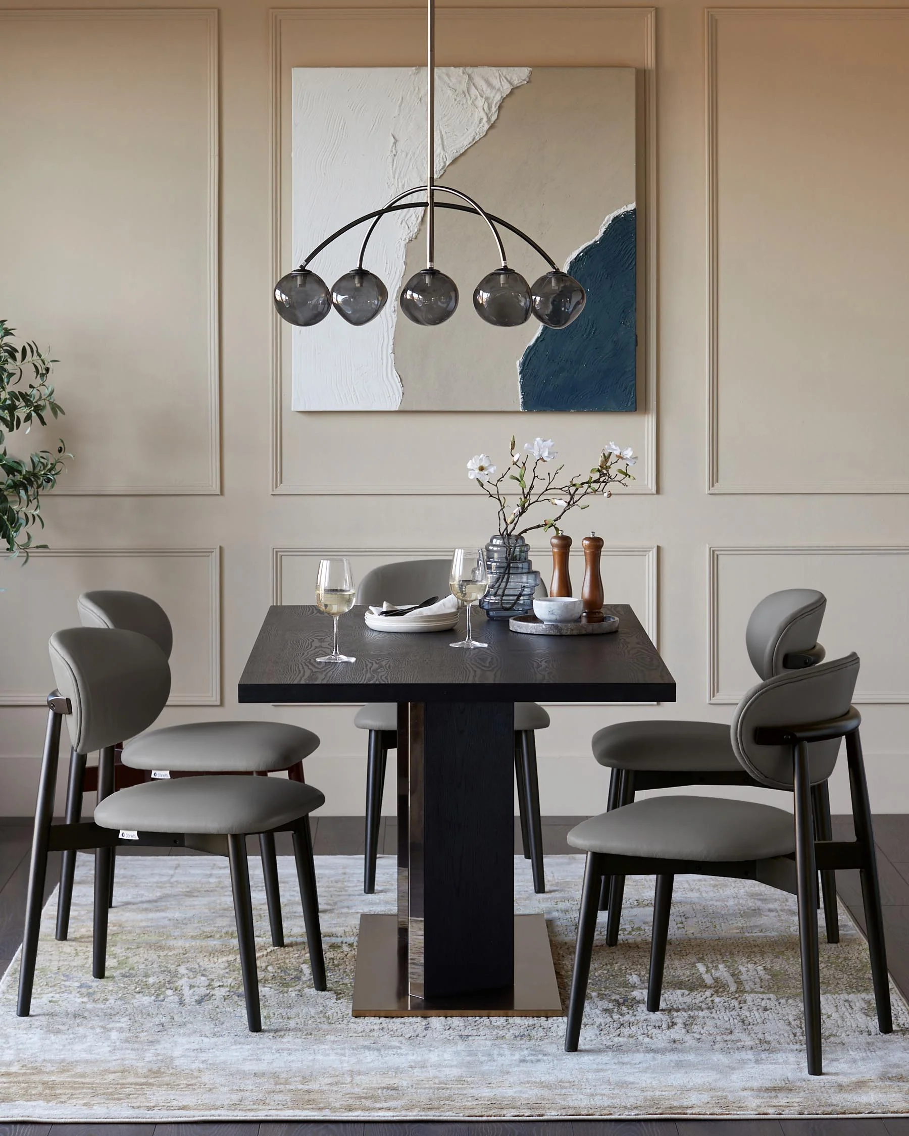 Ryann dark grey leather dining chair - Image 3