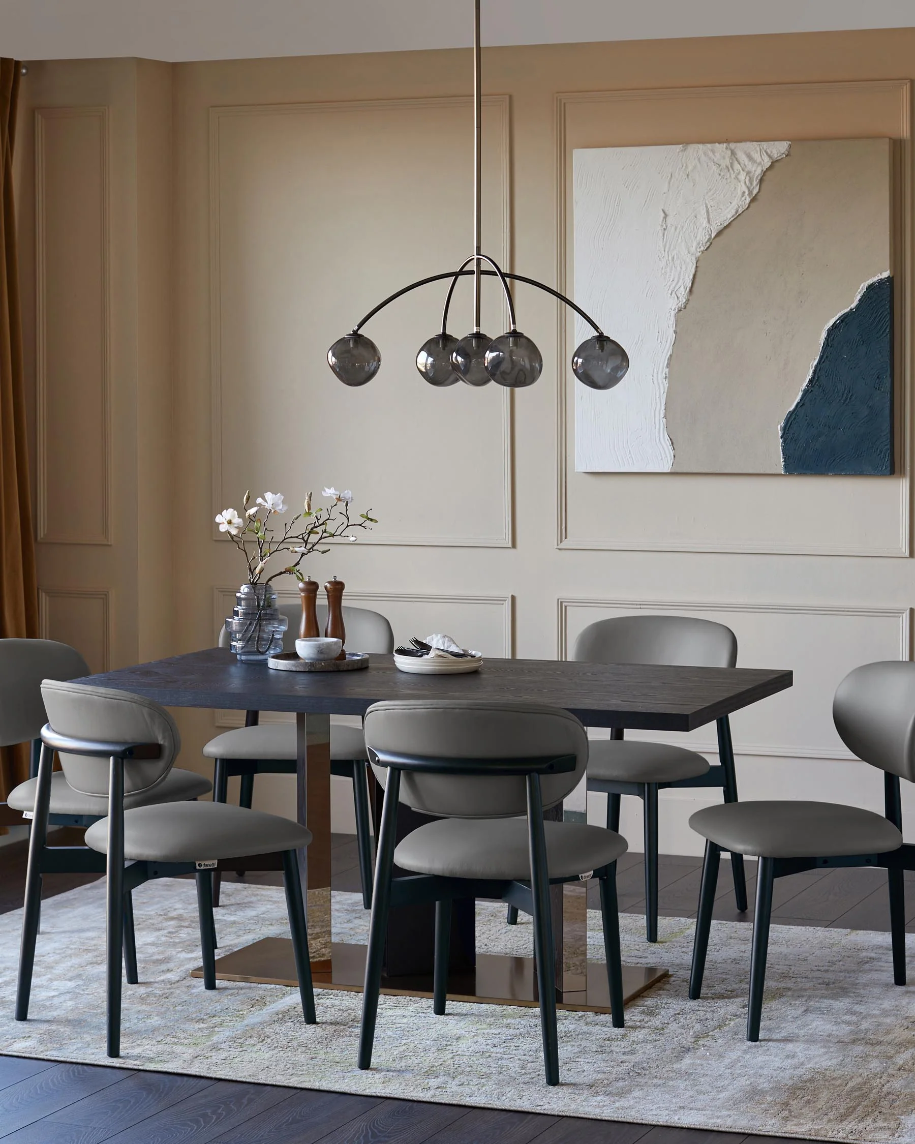 Ryann dark grey leather dining chair - Image 4