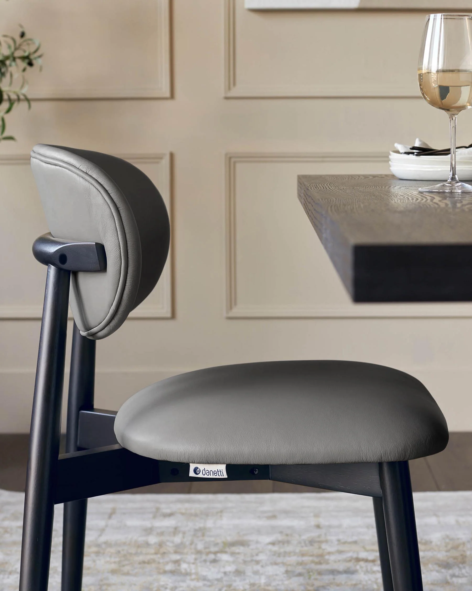 Ryann dark grey leather dining chair - Image 7