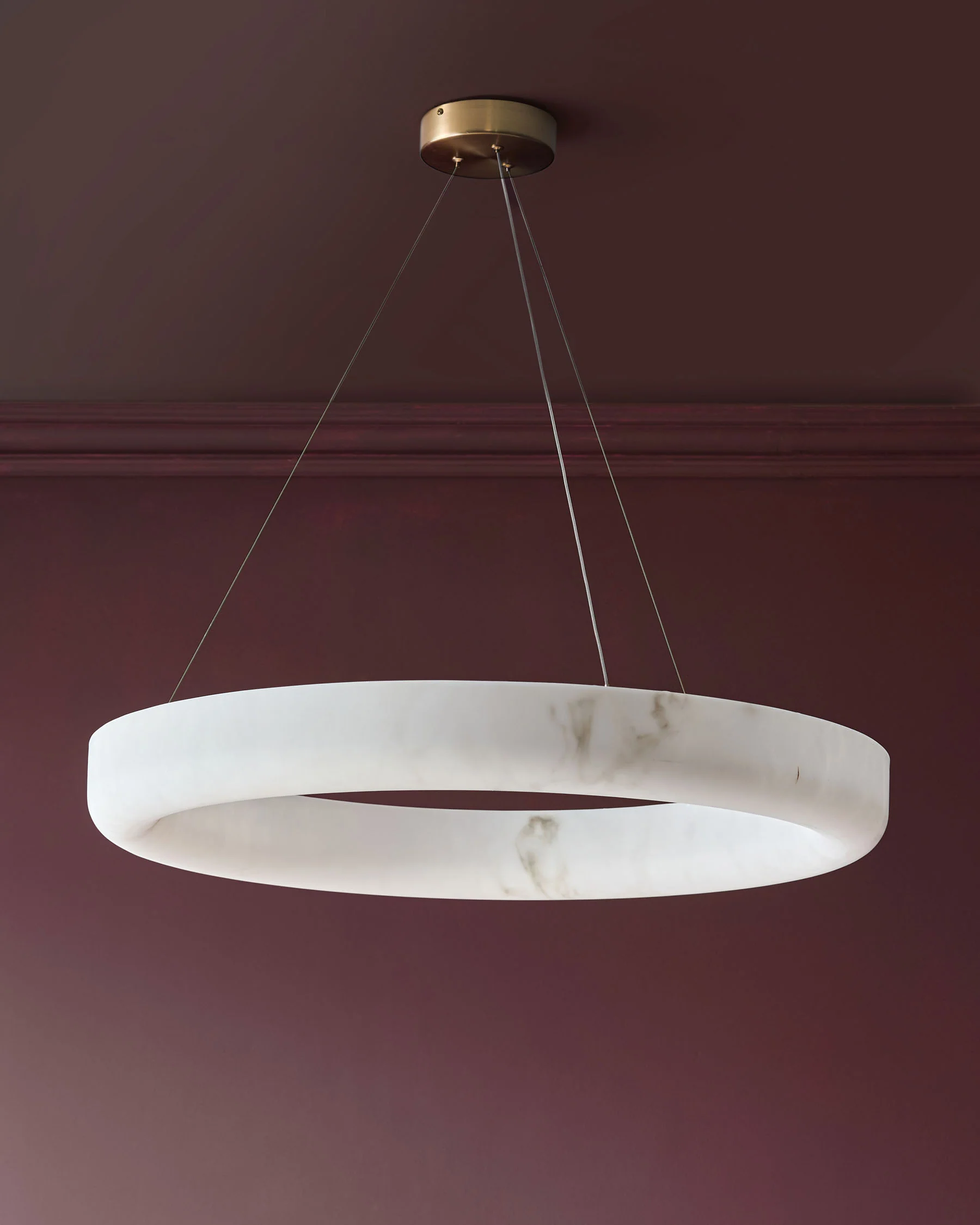 Sadie natural alabaster effect large round pendant light