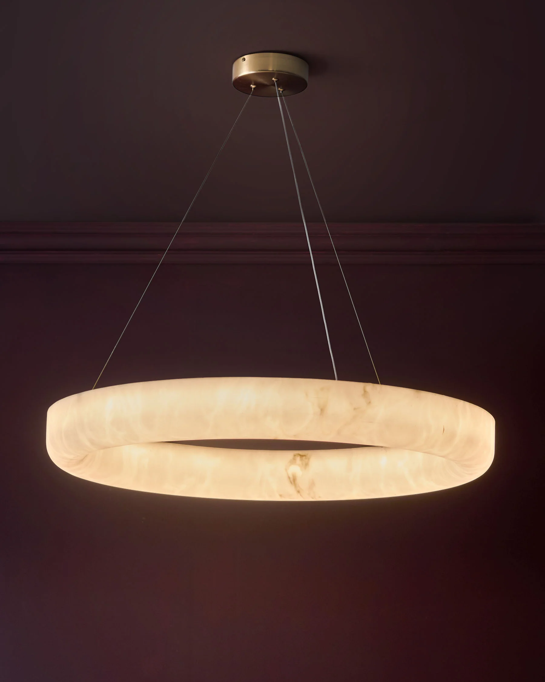 Sadie natural alabaster effect large round pendant light - Image 2
