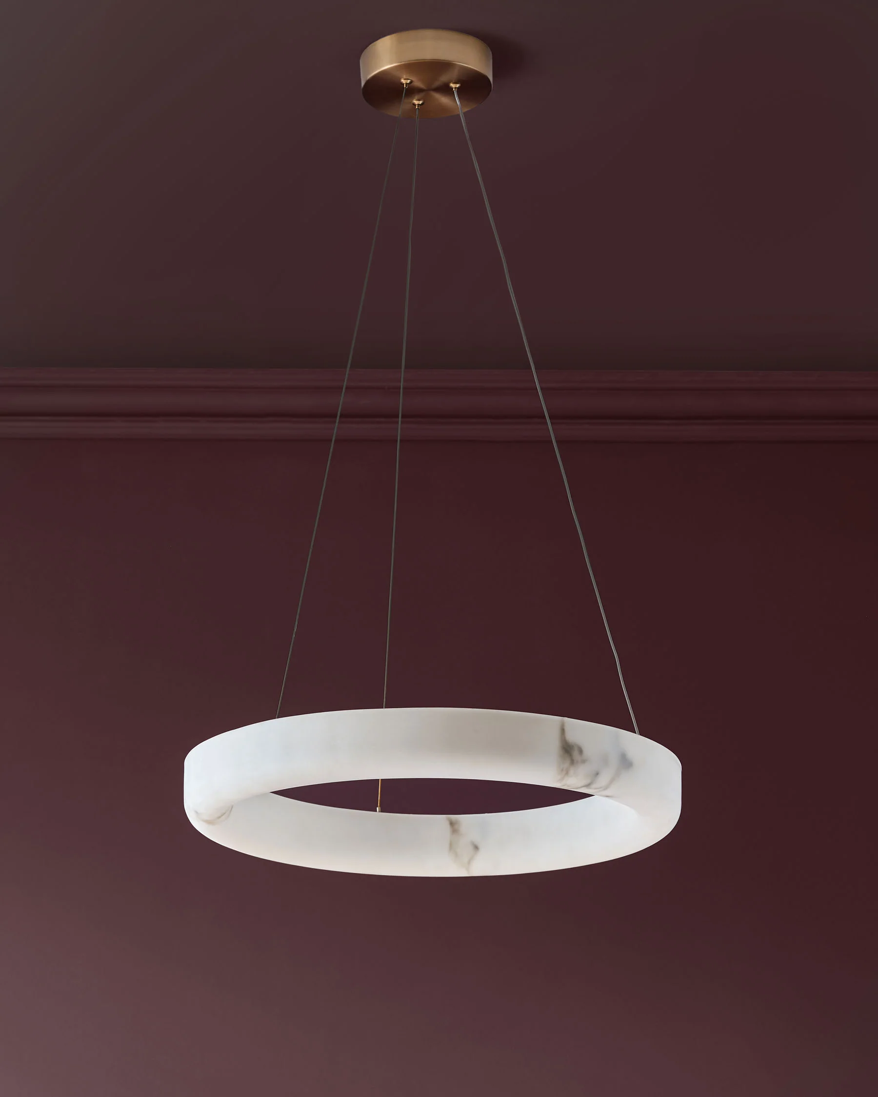 Sadie natural alabaster effect small round pendant light
