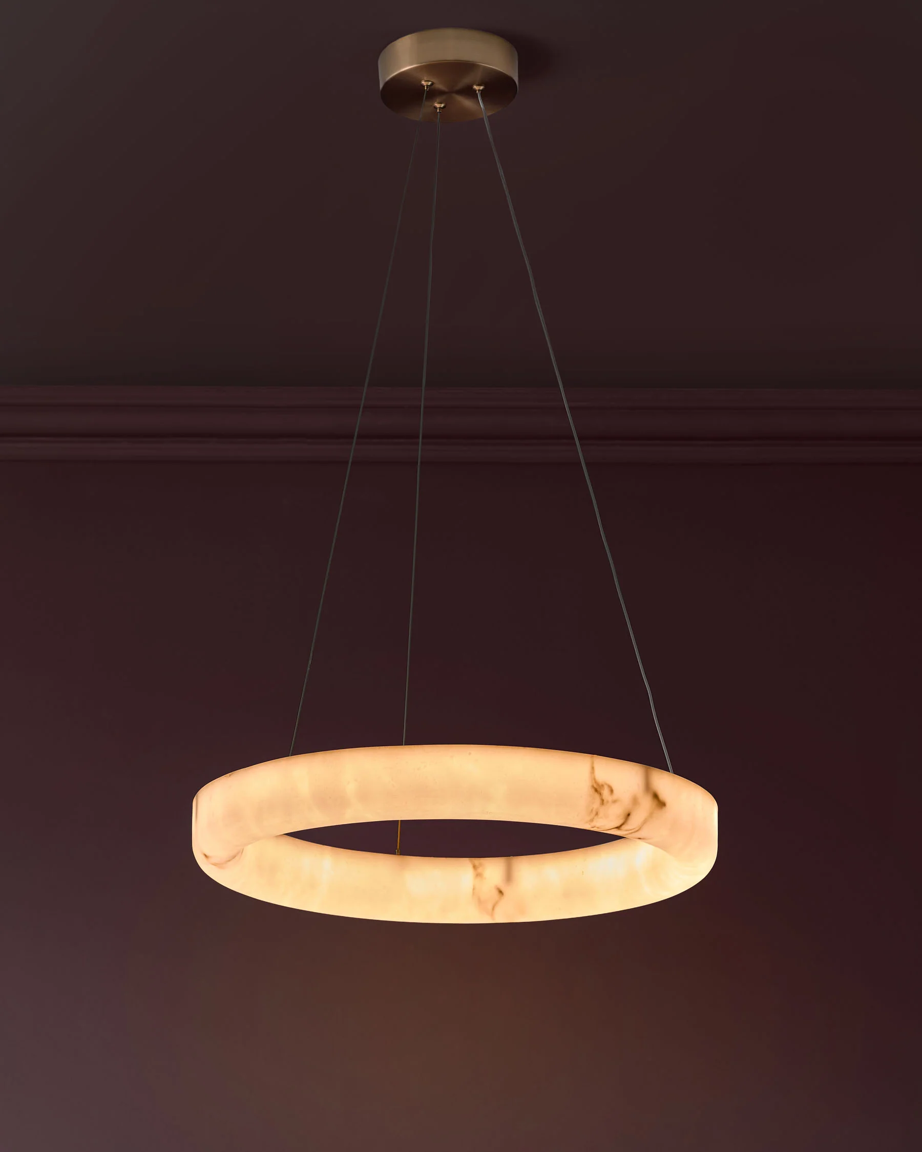 Sadie natural alabaster effect small round pendant light - Image 2