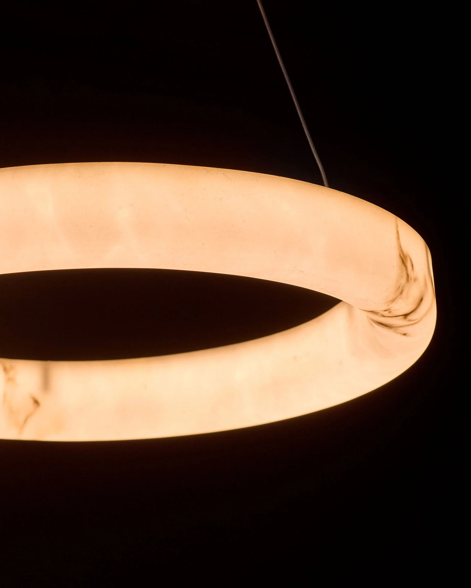 Sadie natural alabaster effect small round pendant light - Image 4