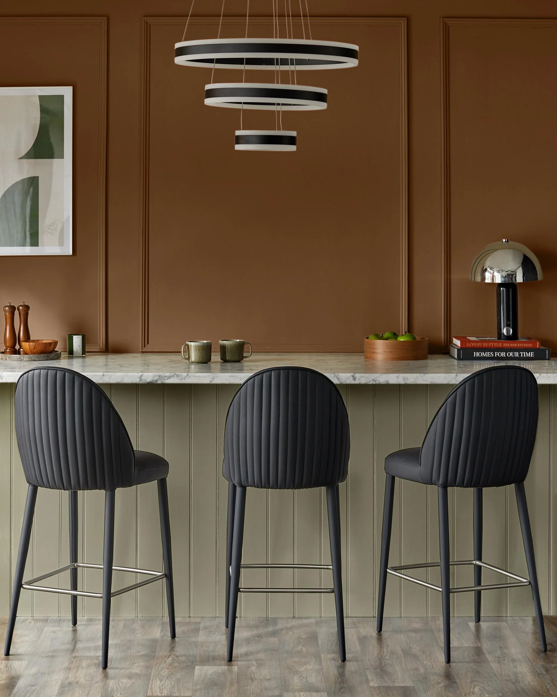 Saylor black faux leather bar stool - Image 2