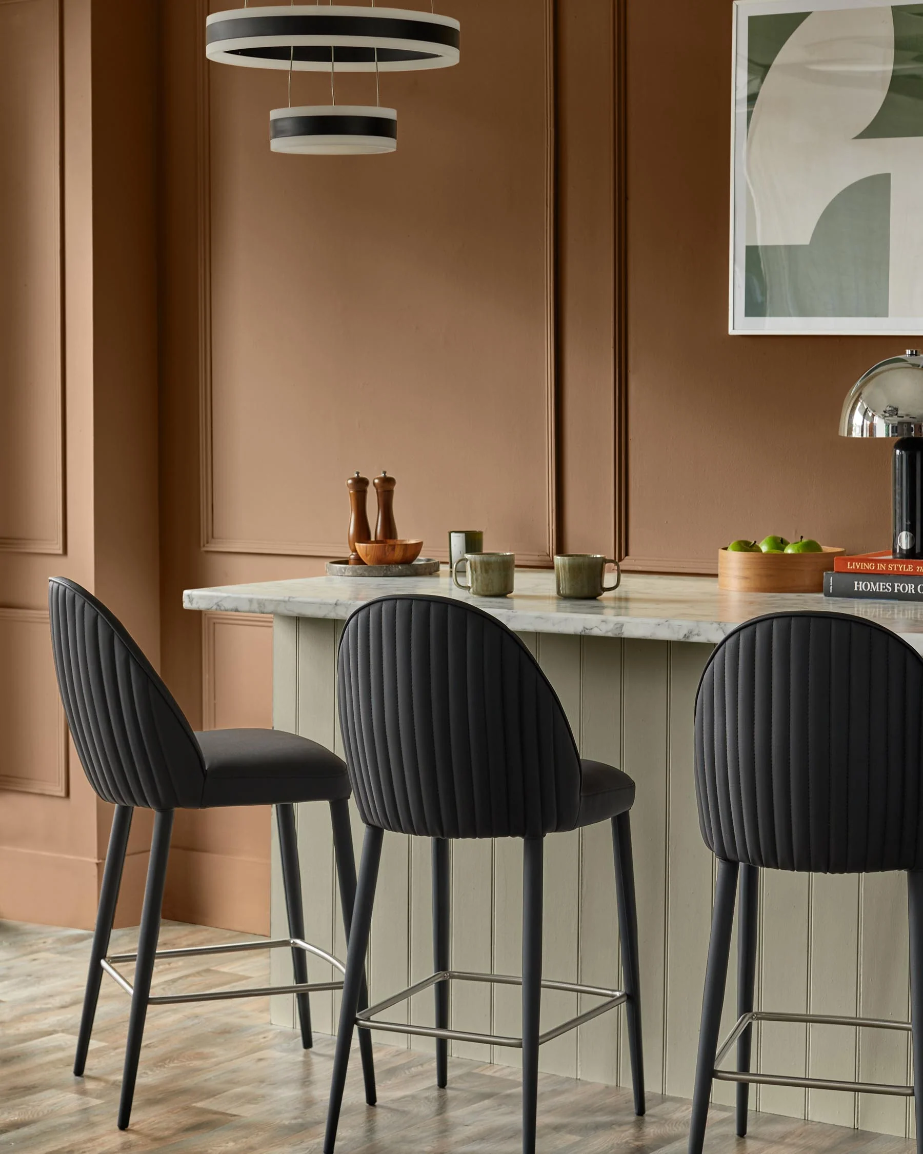 Saylor black faux leather bar stool - Image 3