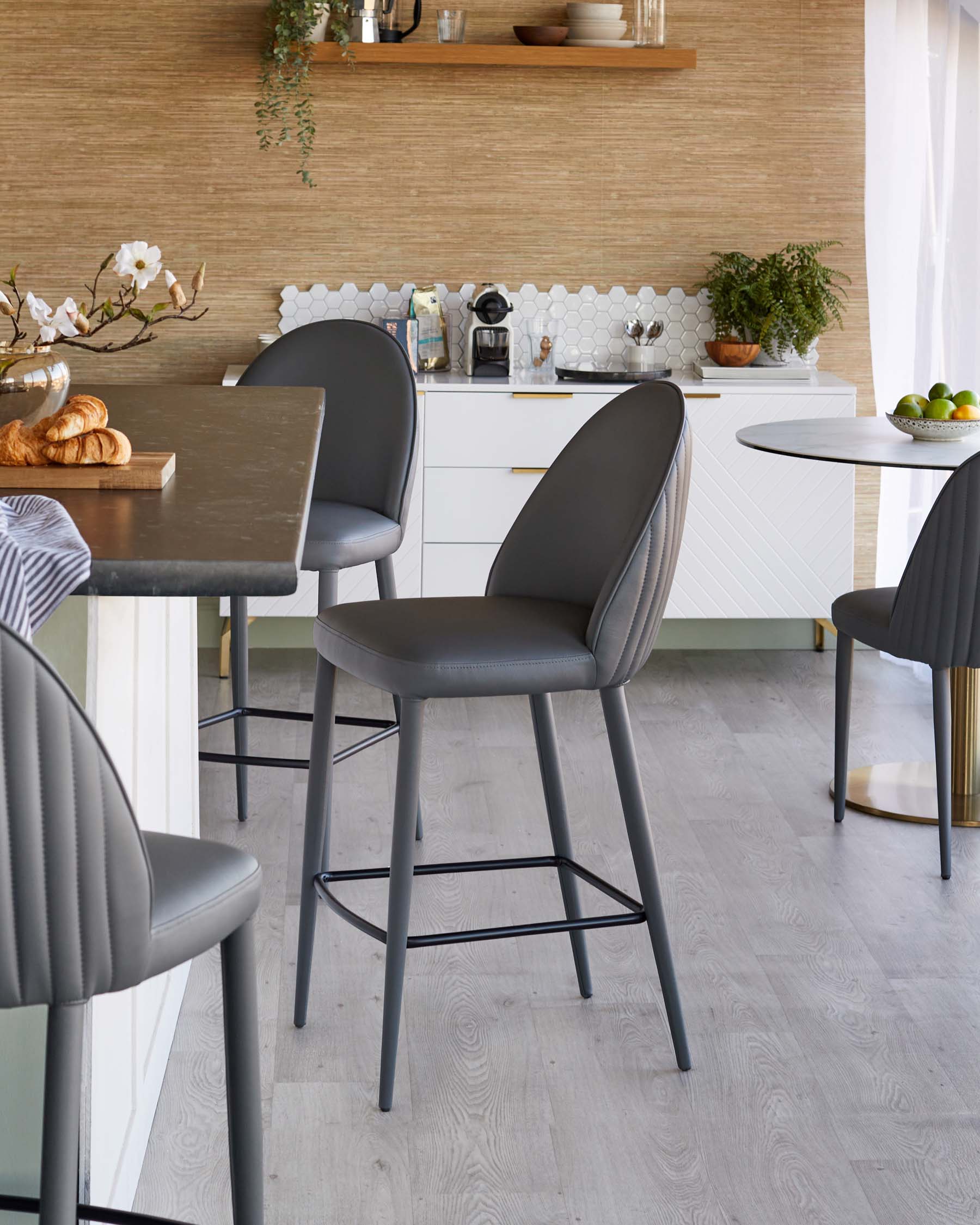 Saylor dark grey faux leather bar stool - Image 2