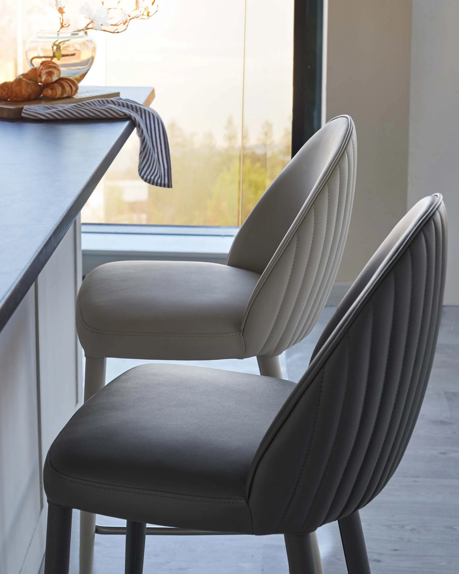 Saylor dark grey faux leather bar stool - Image 3