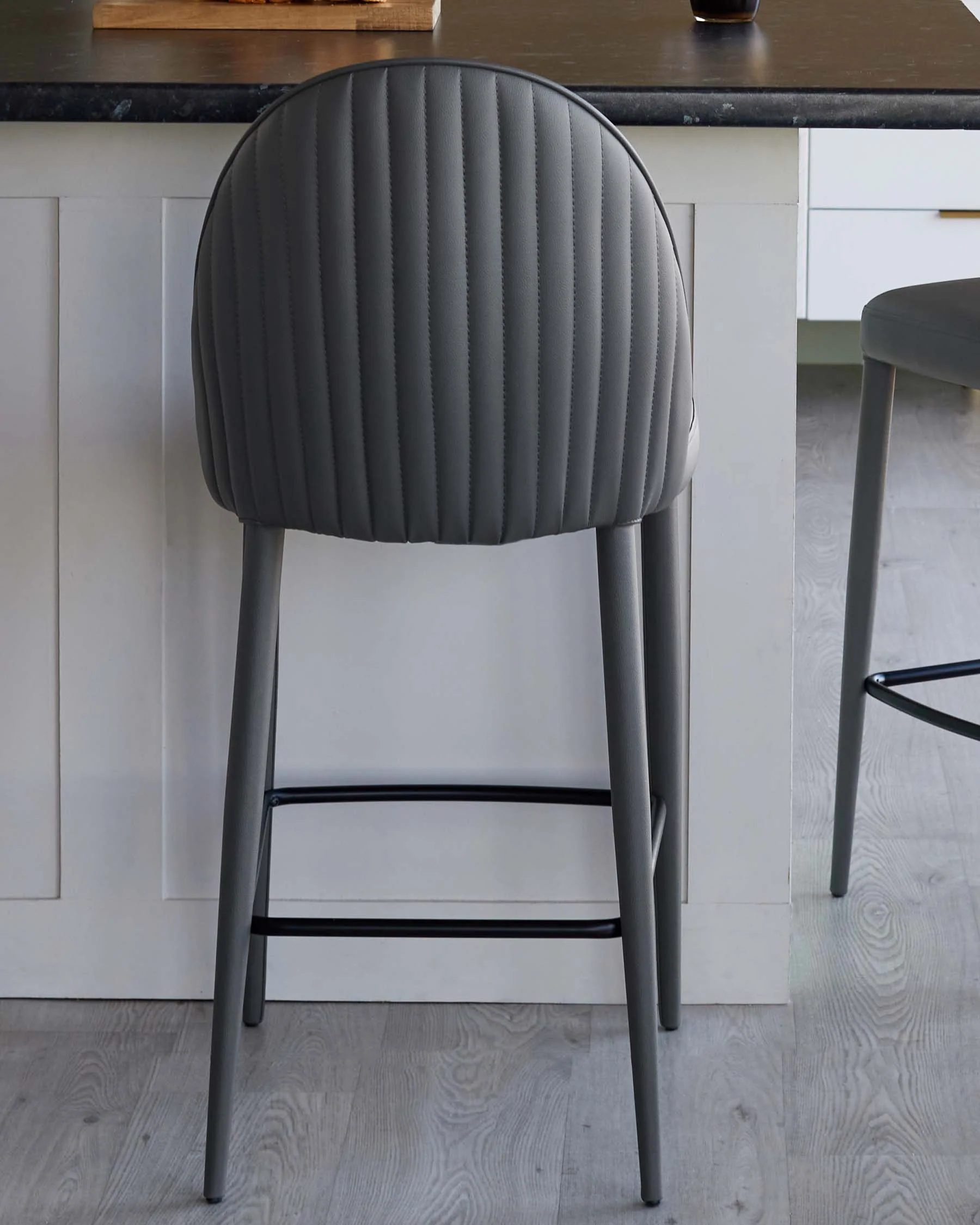 Saylor dark grey faux leather bar stool - Image 5