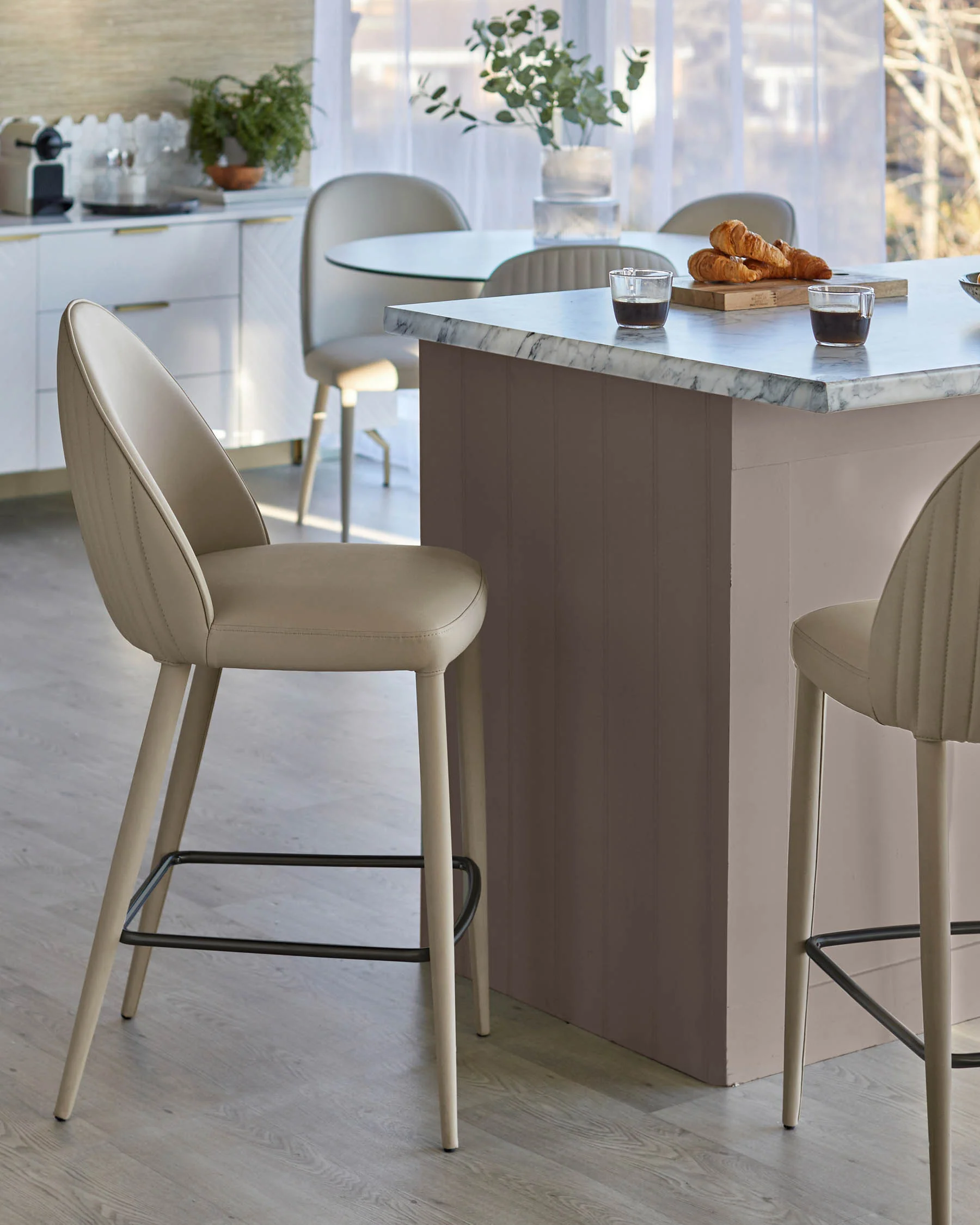 Saylor natural faux leather bar stool - Image 2